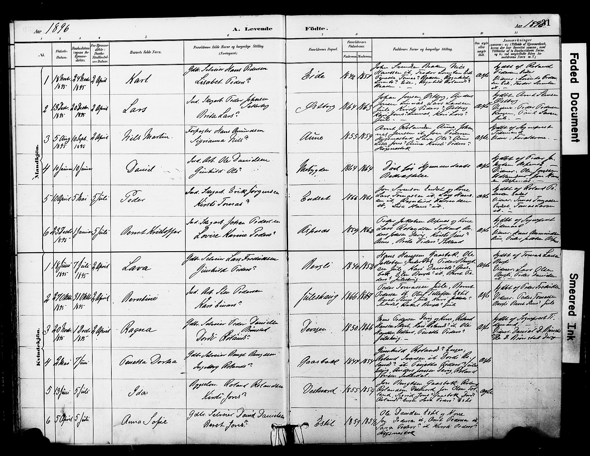 Ministerialprotokoller, klokkerbøker og fødselsregistre - Nord-Trøndelag, SAT/A-1458/757/L0505: Parish register (official) no. 757A01, 1882-1904, p. 31
