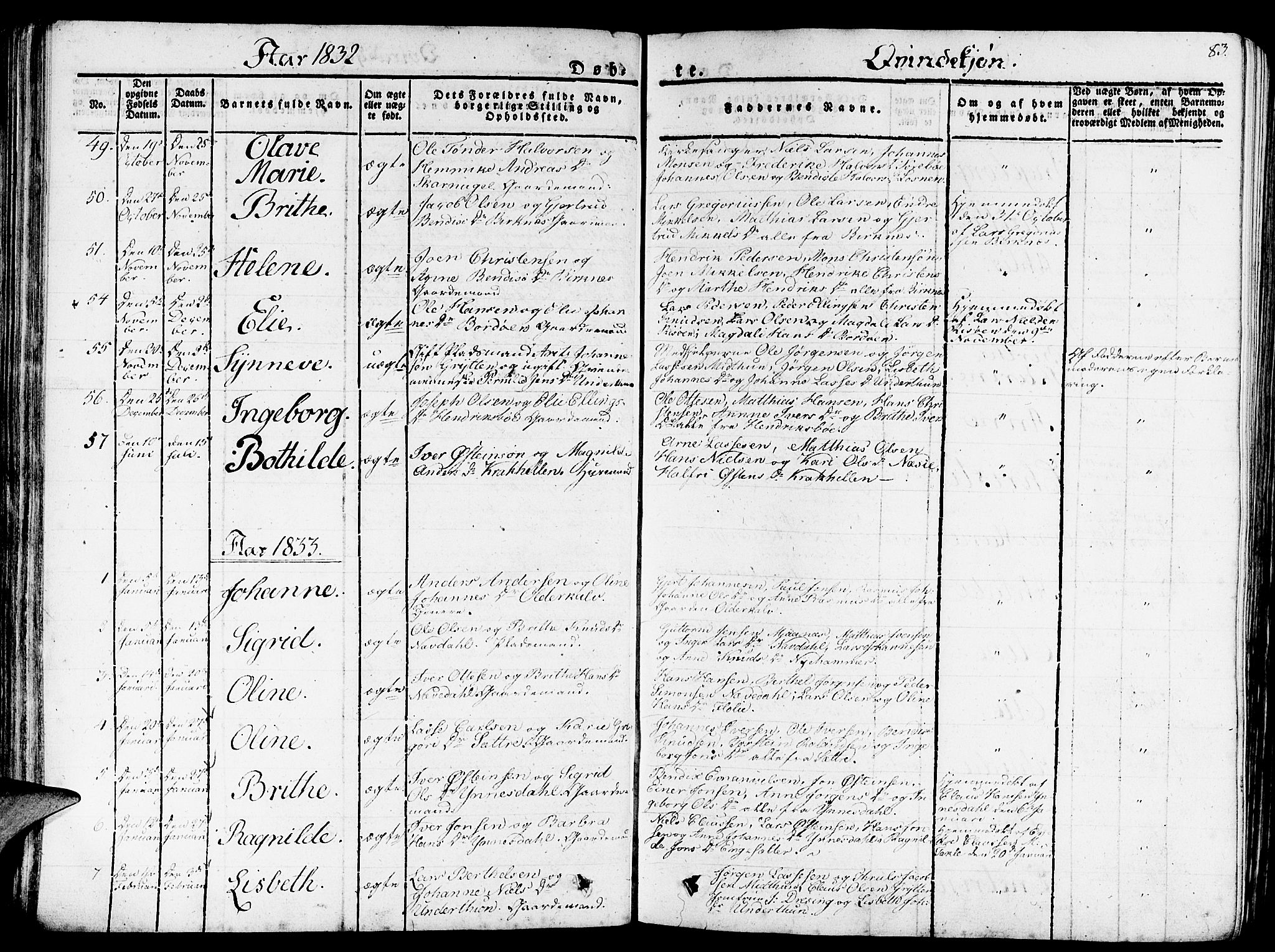 Gulen sokneprestembete, AV/SAB-A-80201/H/Haa/Haaa/L0019: Parish register (official) no. A 19, 1826-1836, p. 83