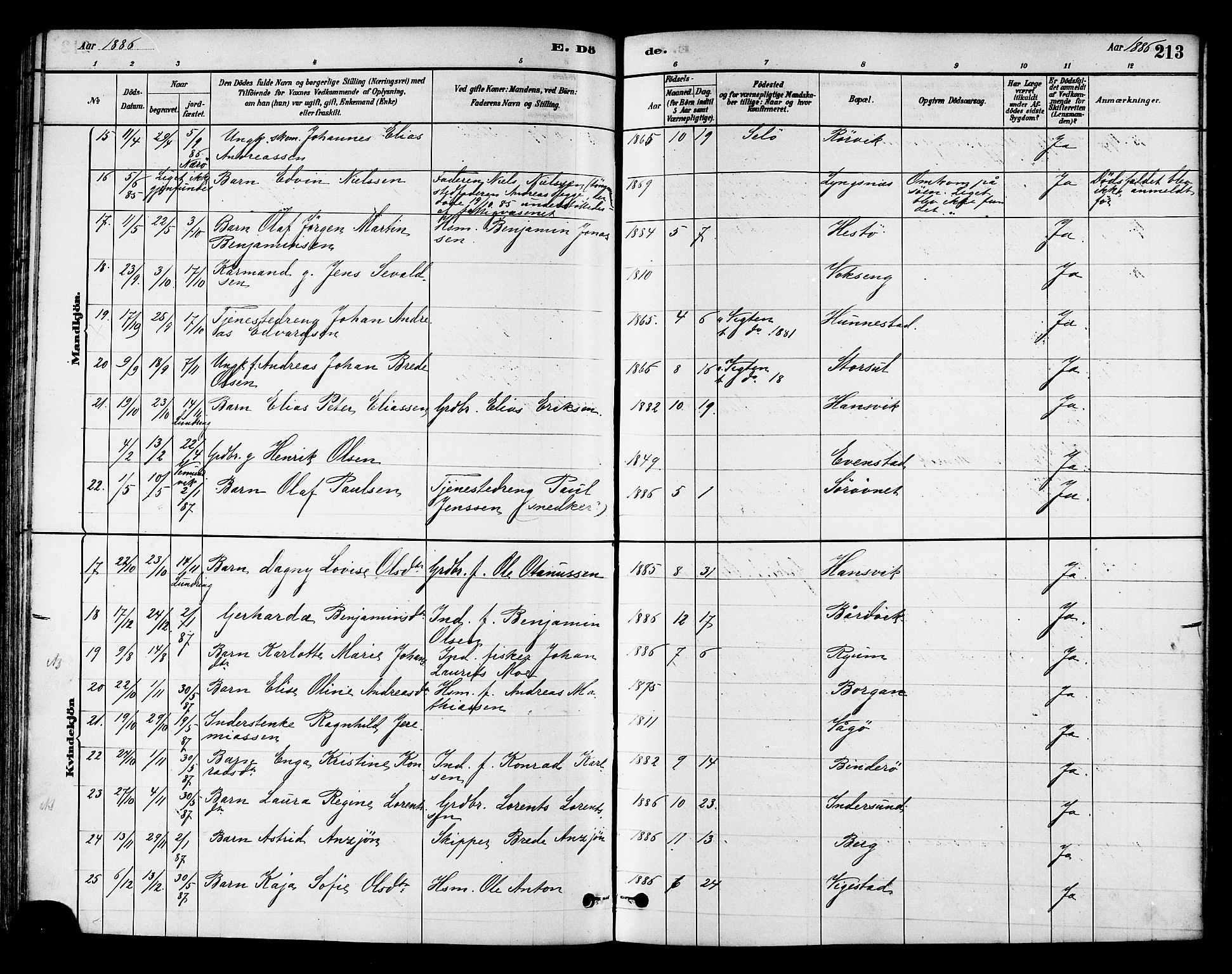 Ministerialprotokoller, klokkerbøker og fødselsregistre - Nord-Trøndelag, SAT/A-1458/786/L0686: Parish register (official) no. 786A02, 1880-1887, p. 213