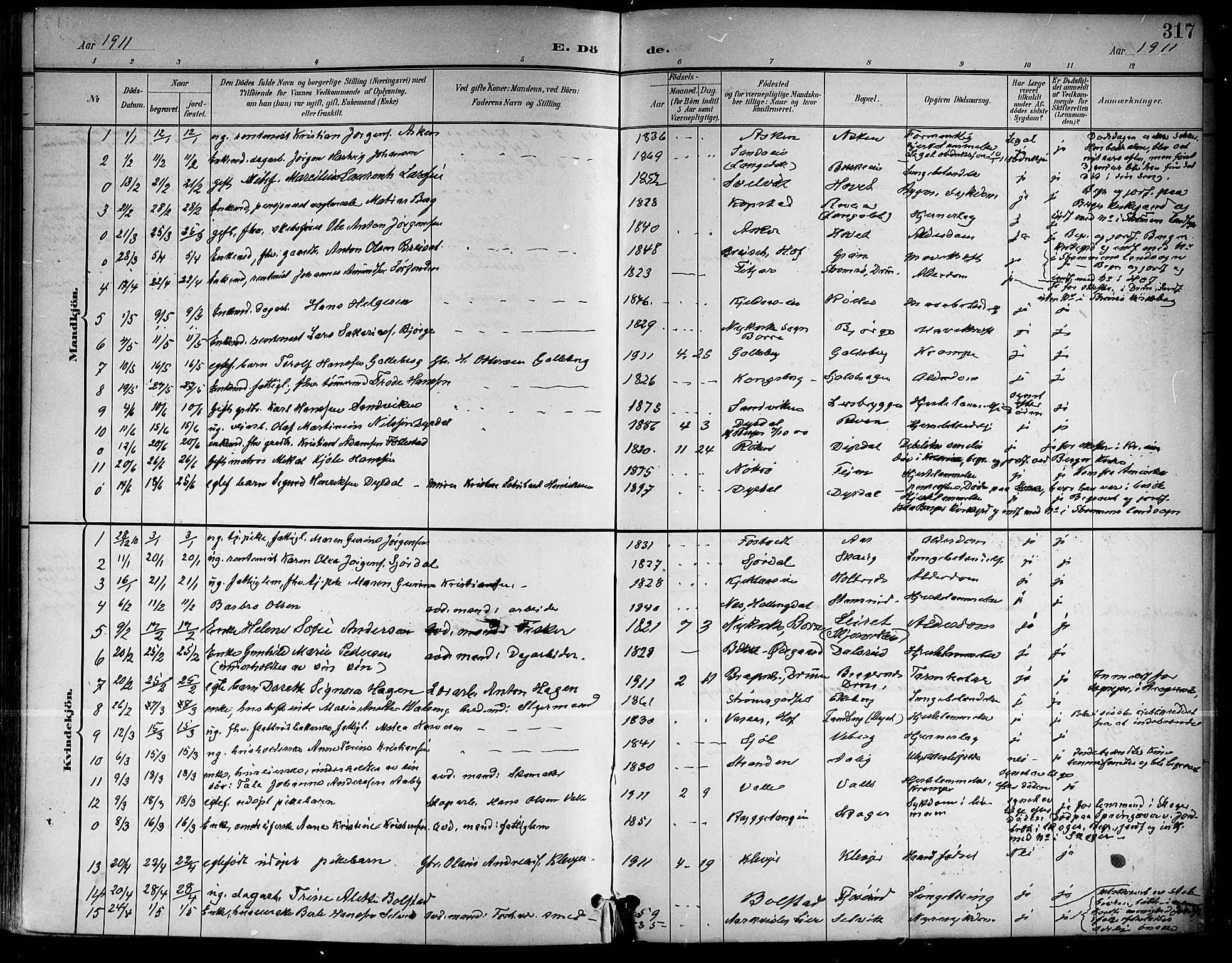 Sande Kirkebøker, AV/SAKO-A-53/G/Ga/L0004: Parish register (copy) no. 4, 1895-1918, p. 317