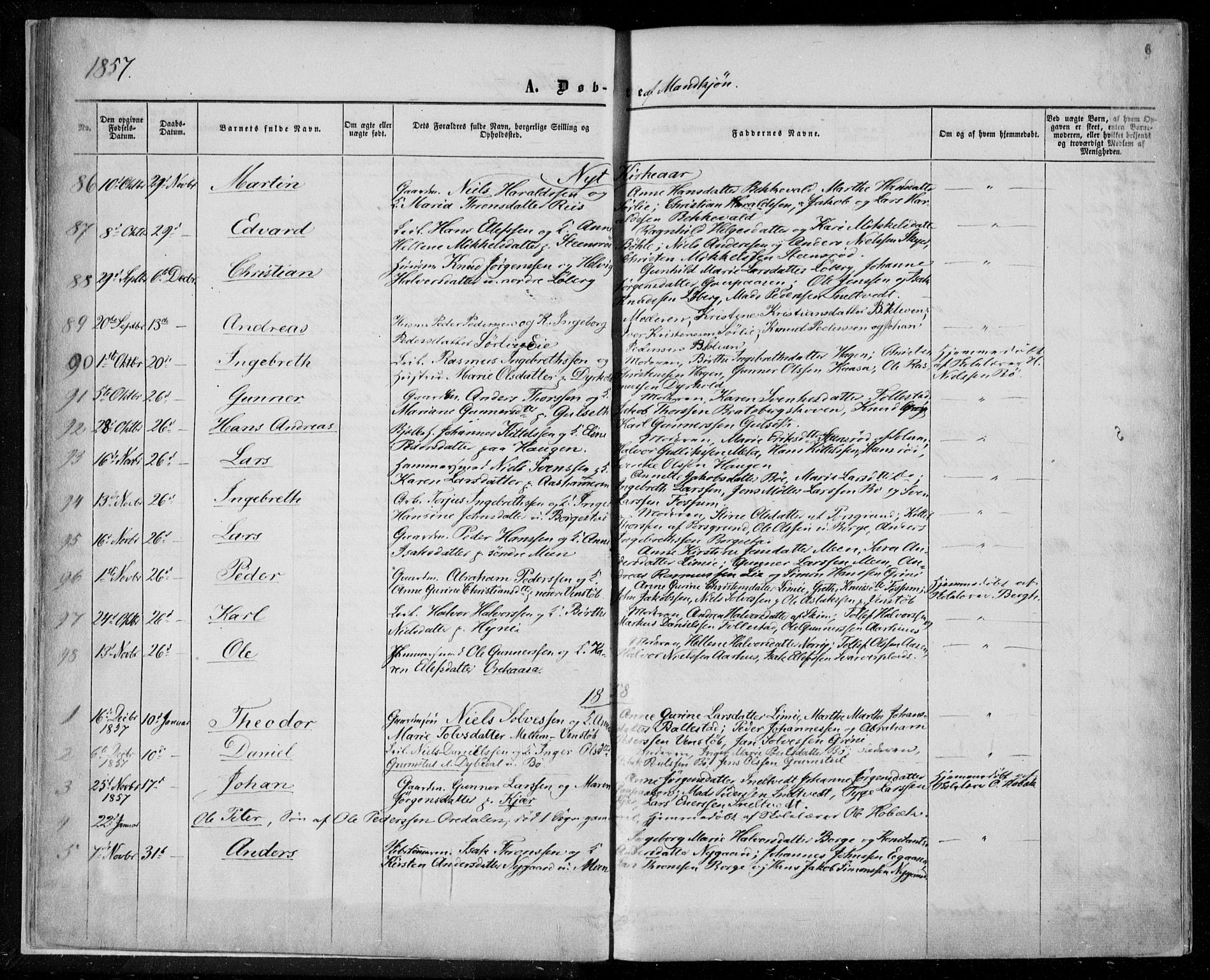 Gjerpen kirkebøker, SAKO/A-265/F/Fa/L0008a: Parish register (official) no. I 8A, 1857-1871, p. 6
