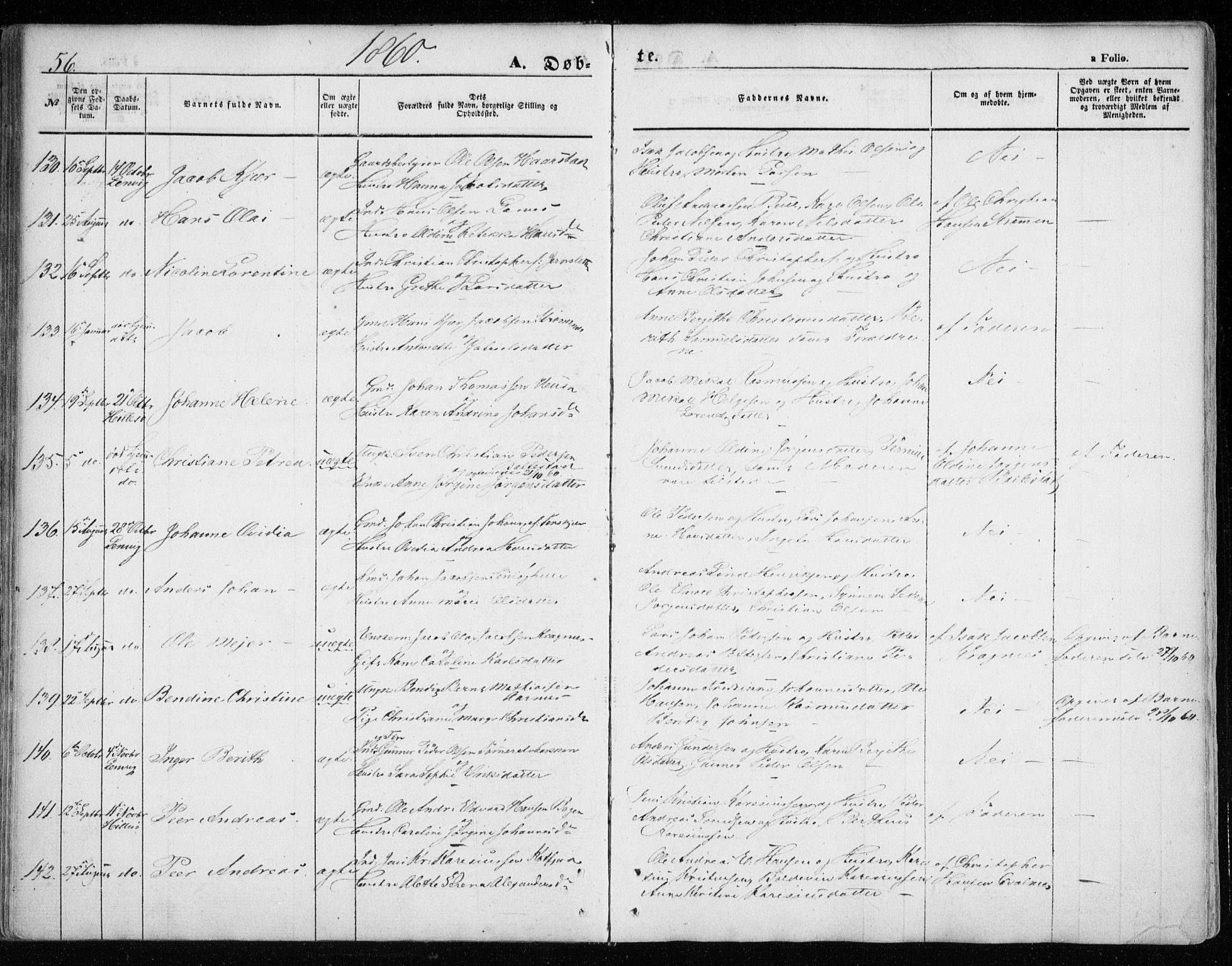 Lenvik sokneprestembete, SATØ/S-1310/H/Ha/Haa/L0007kirke: Parish register (official) no. 7, 1855-1865, p. 56