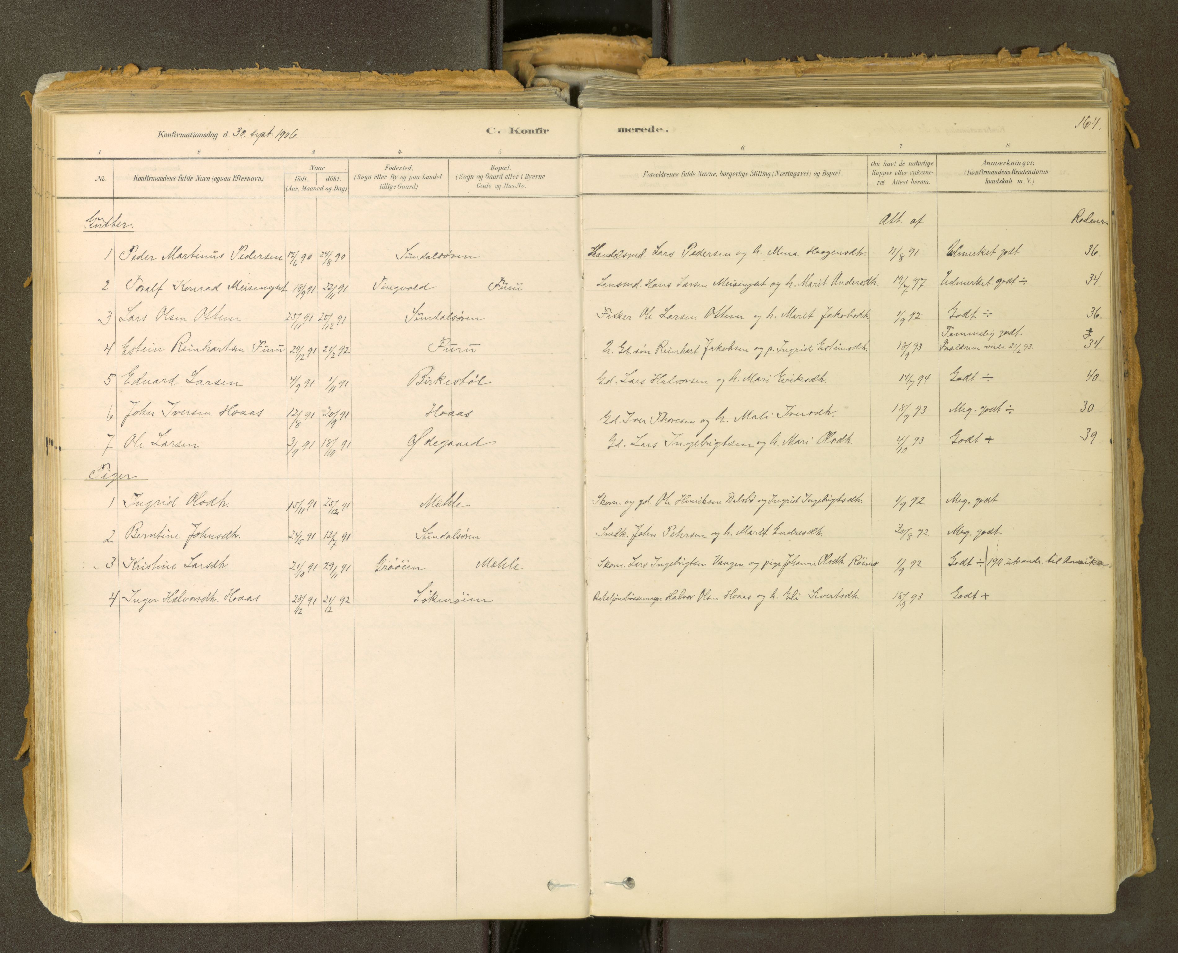 Sunndal sokneprestkontor, SAT/A-1085/1/I/I1/I1a: Parish register (official) no. 2, 1877-1914, p. 164