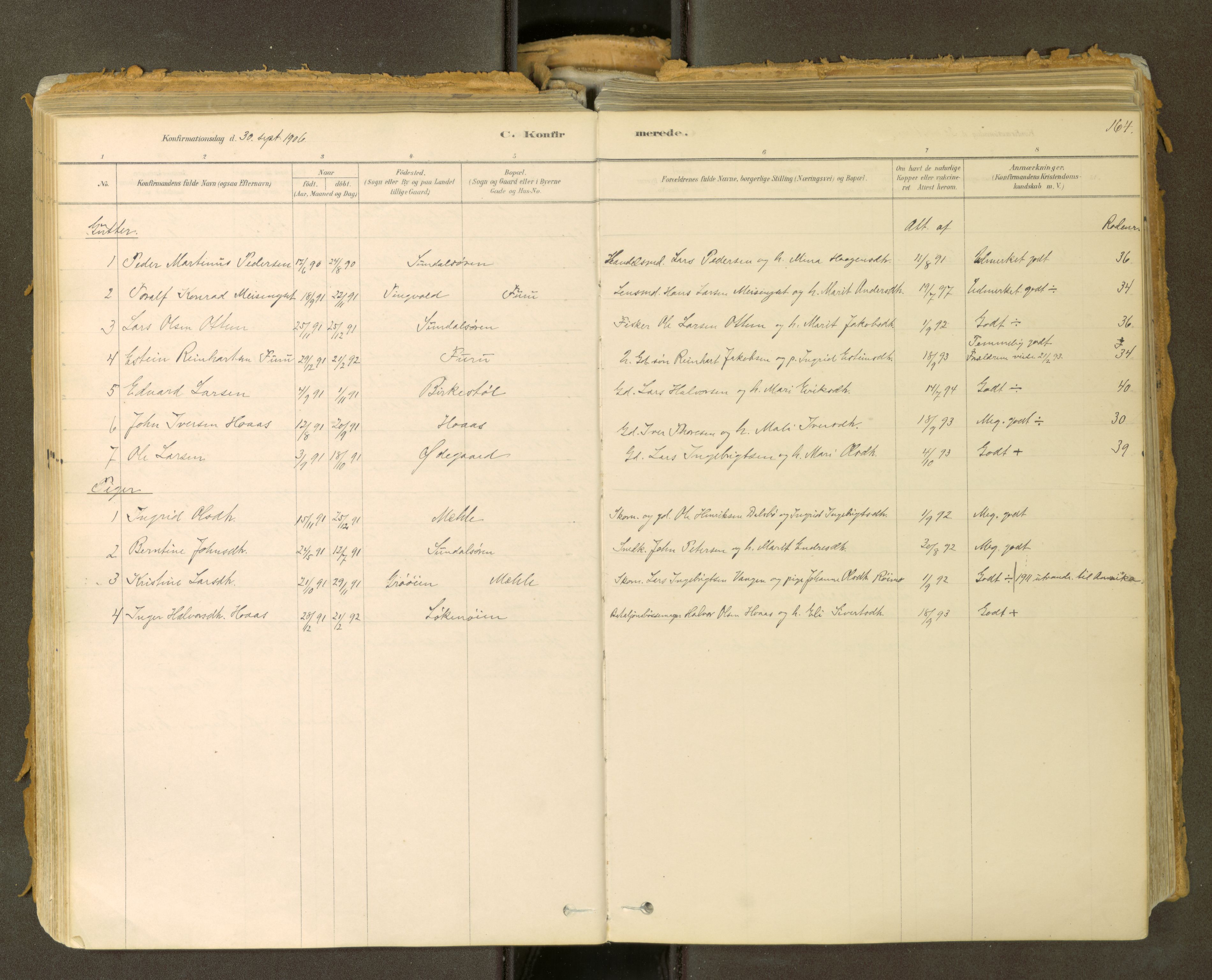 Sunndal sokneprestkontor, AV/SAT-A-1085/1/I/I1/I1a: Parish register (official) no. 2, 1877-1914, p. 164