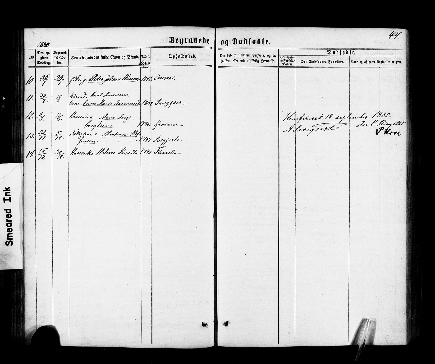 Ministerialprotokoller, klokkerbøker og fødselsregistre - Møre og Romsdal, SAT/A-1454/520/L0282: Parish register (official) no. 520A11, 1862-1881, p. 44