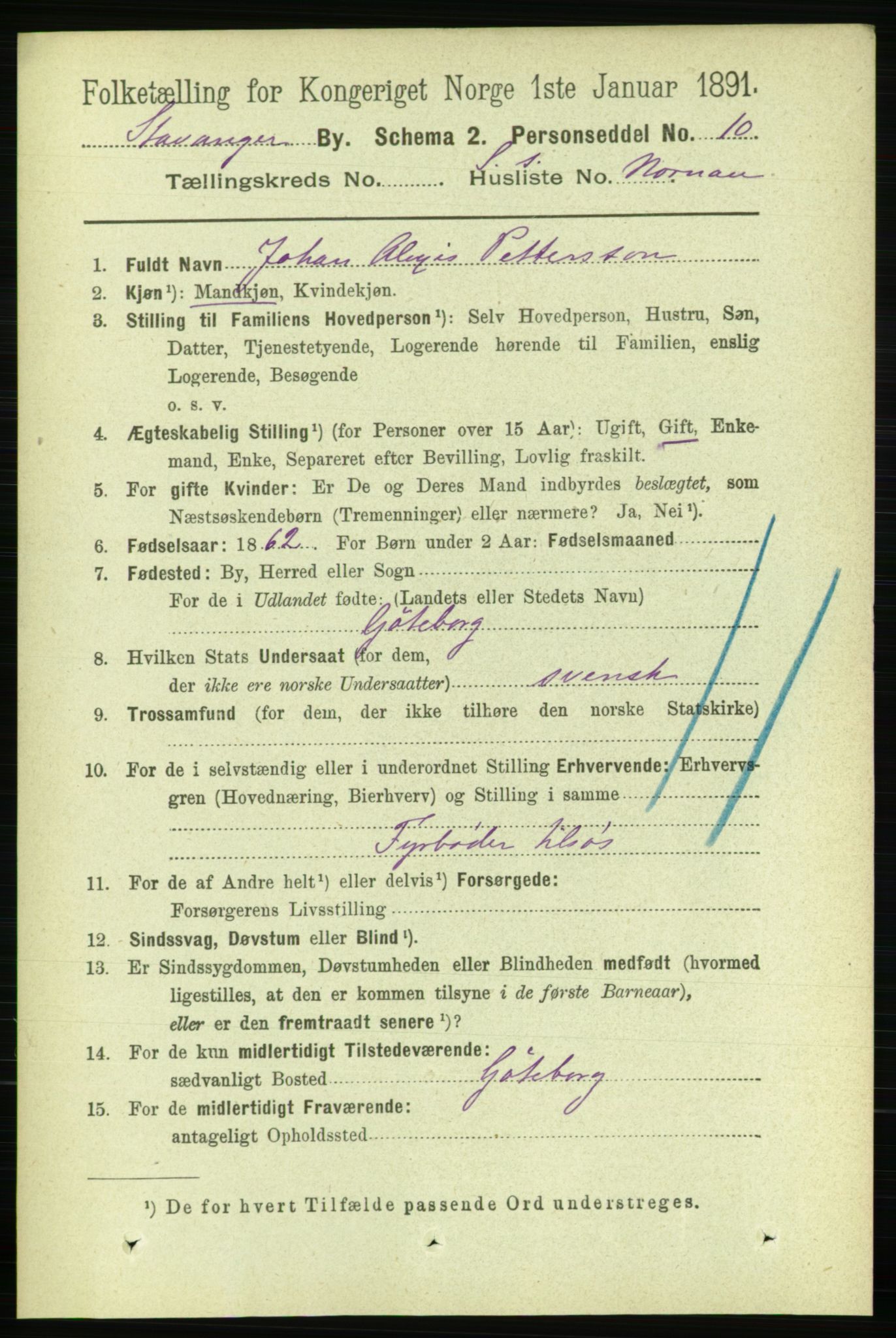 RA, 1891 census for 1103 Stavanger, 1891, p. 29886