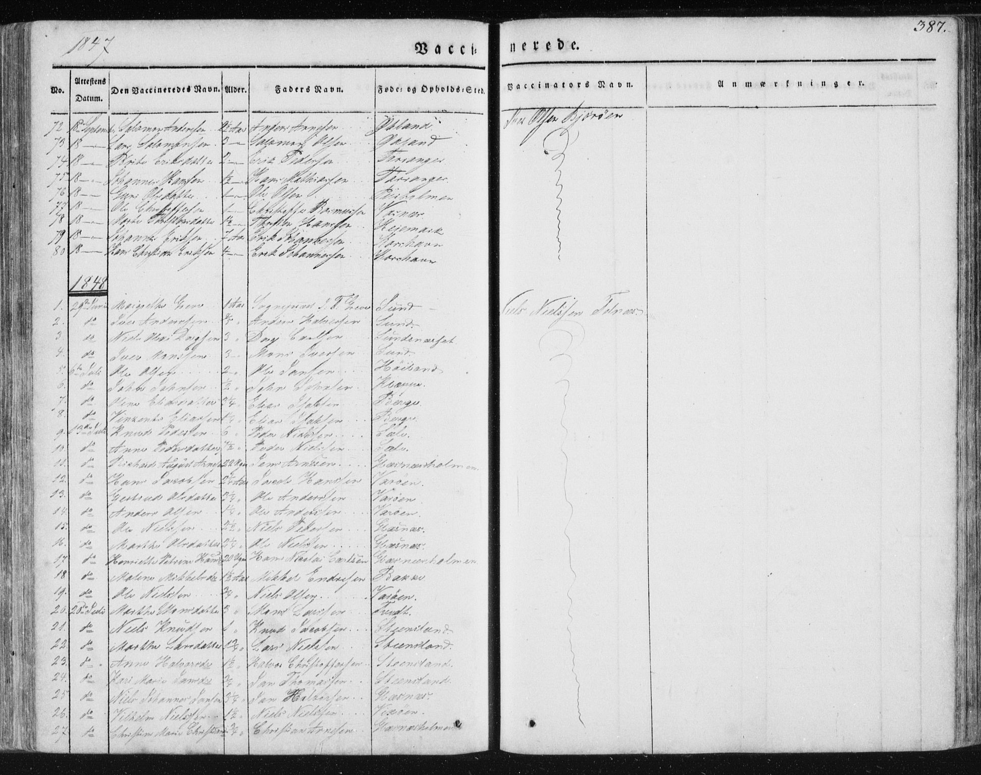 Sund sokneprestembete, SAB/A-99930: Parish register (official) no. A 13, 1835-1849, p. 387
