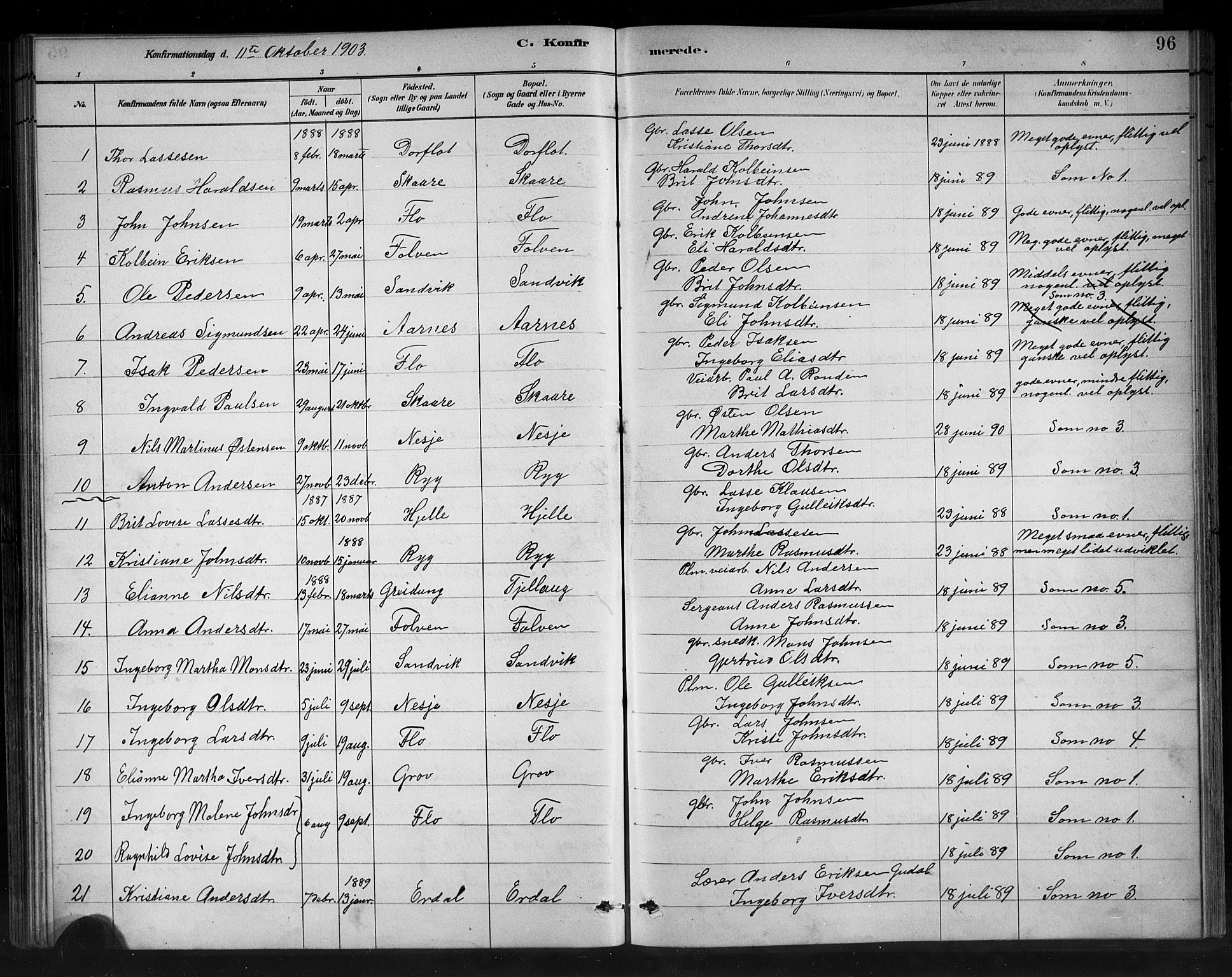 Stryn Sokneprestembete, AV/SAB-A-82501: Parish register (copy) no. C 3, 1881-1905, p. 96