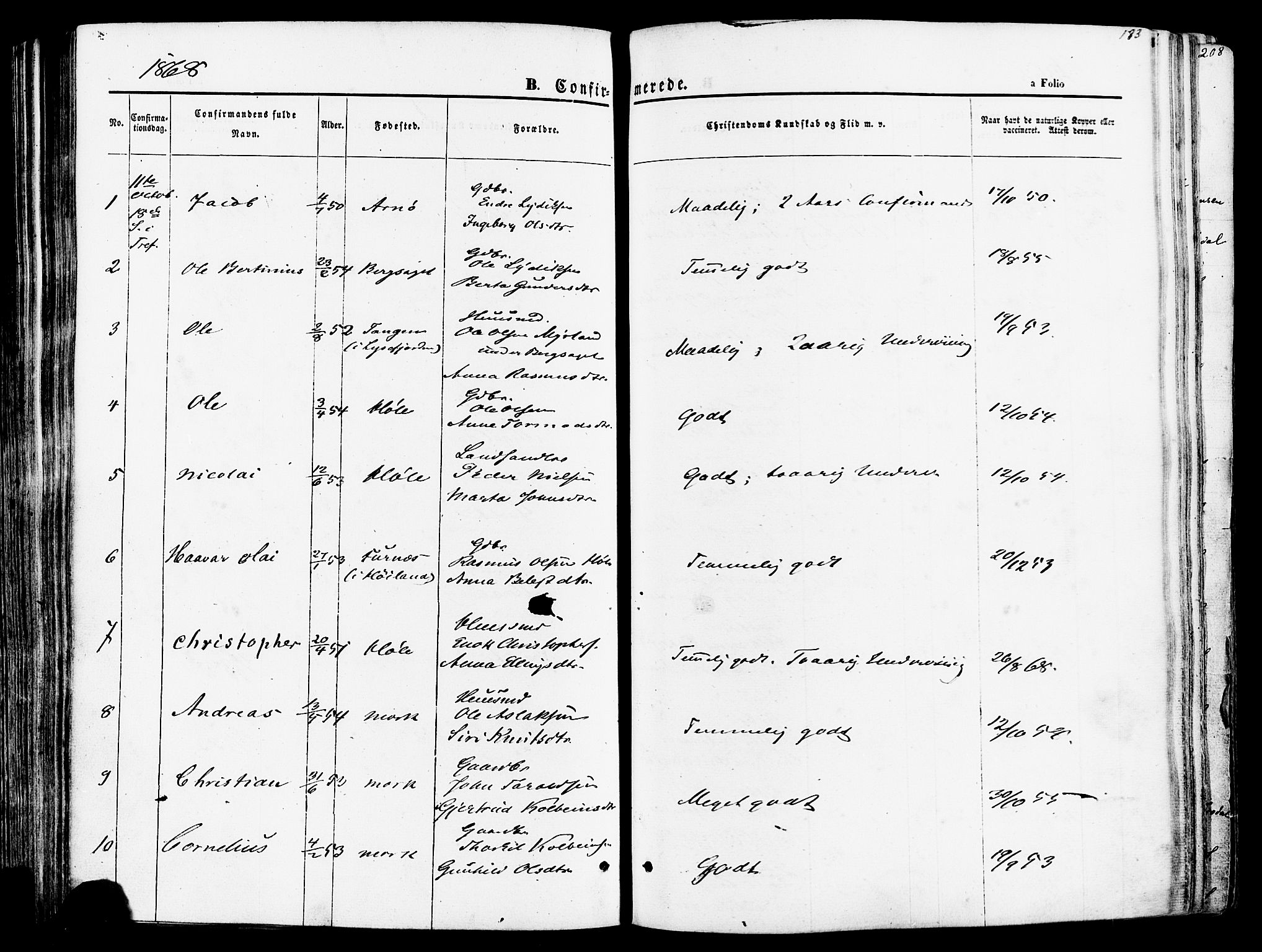 Høgsfjord sokneprestkontor, SAST/A-101624/H/Ha/Haa/L0002: Parish register (official) no. A 2, 1855-1885, p. 183