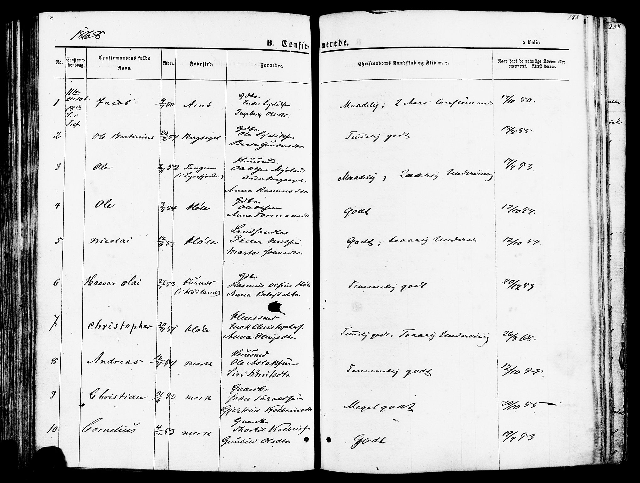 Høgsfjord sokneprestkontor, AV/SAST-A-101624/H/Ha/Haa/L0002: Parish register (official) no. A 2, 1855-1885, p. 183