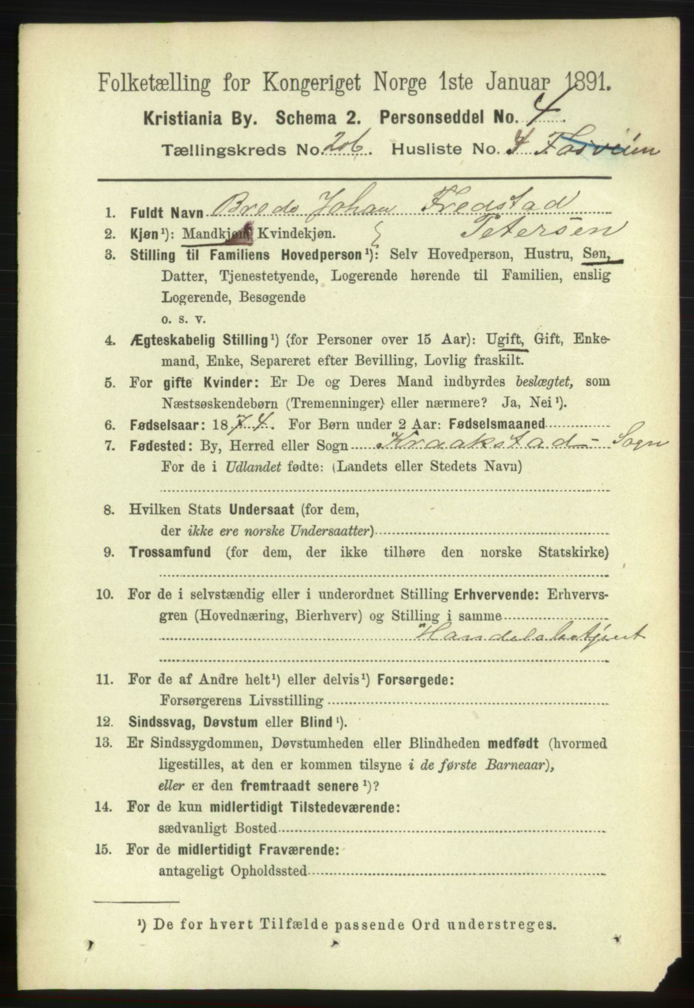 RA, 1891 census for 0301 Kristiania, 1891, p. 123977