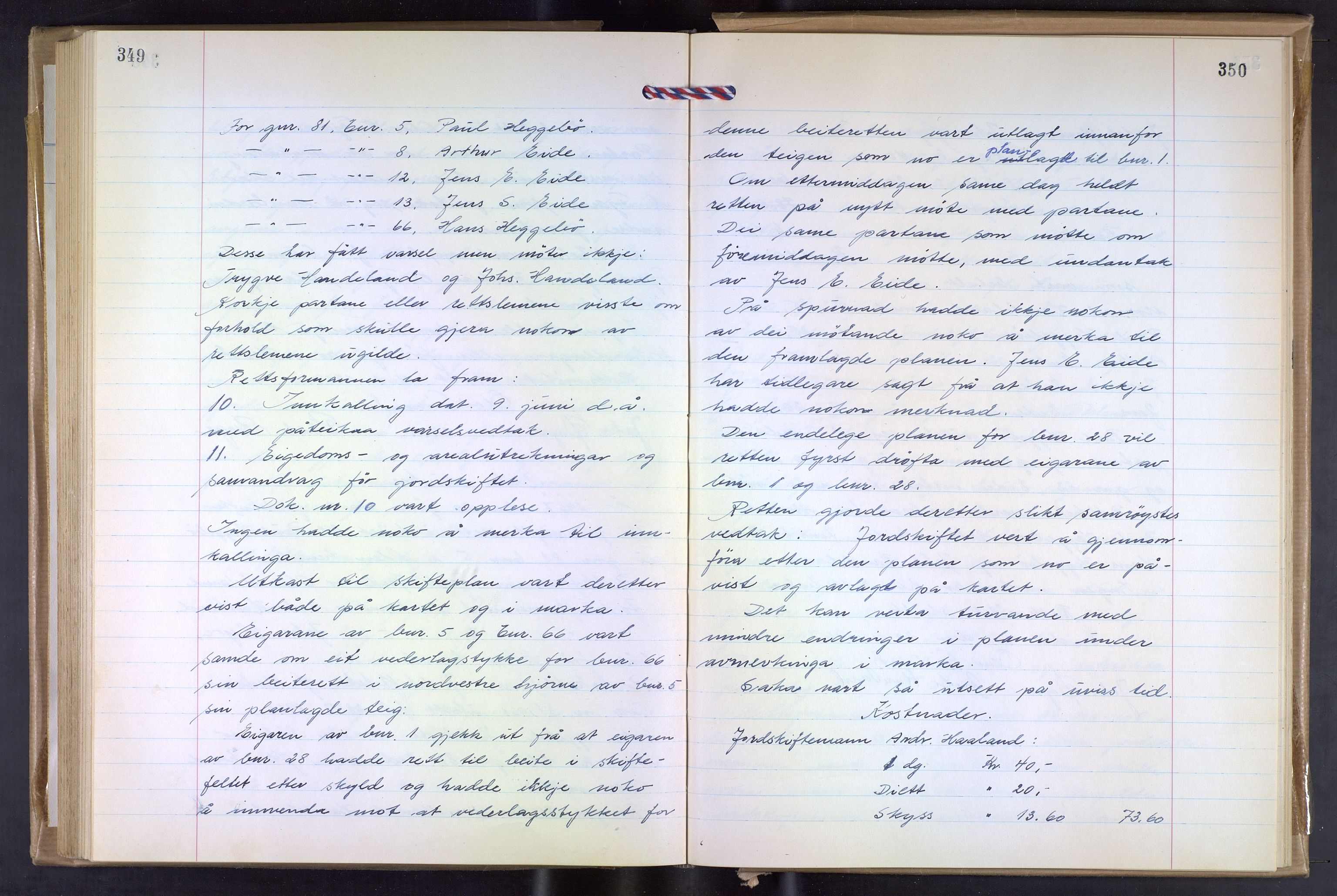 Hordaland jordskiftedøme - VII Indre Sunnhordland jordskiftedistrikt, AV/SAB-A-7401/A/Aa/L0031: Forhandlingsprotokoll, 1960-1967, p. 349-350