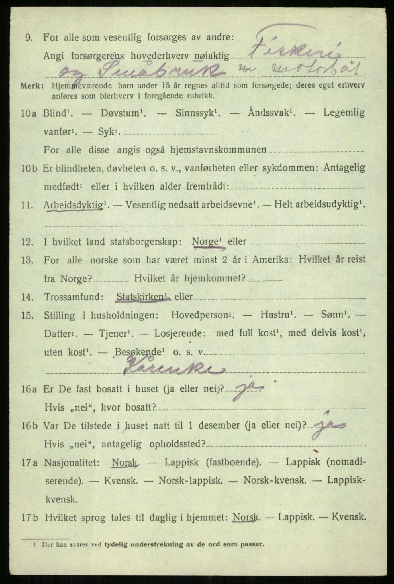 SATØ, 1920 census for Tranøy, 1920, p. 1570