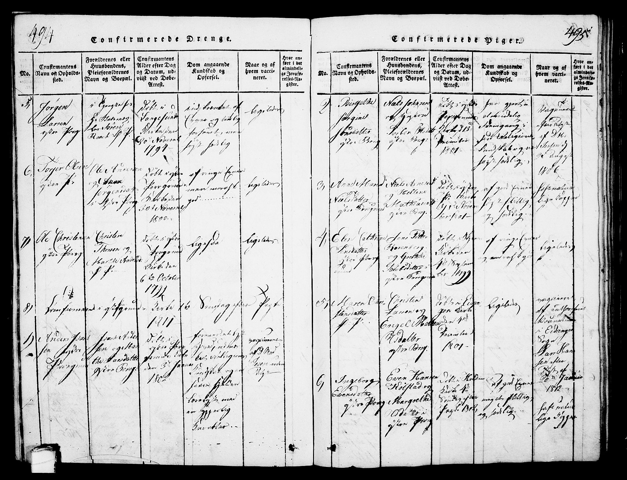 Porsgrunn kirkebøker , SAKO/A-104/G/Gb/L0001: Parish register (copy) no. II 1, 1817-1828, p. 494-495