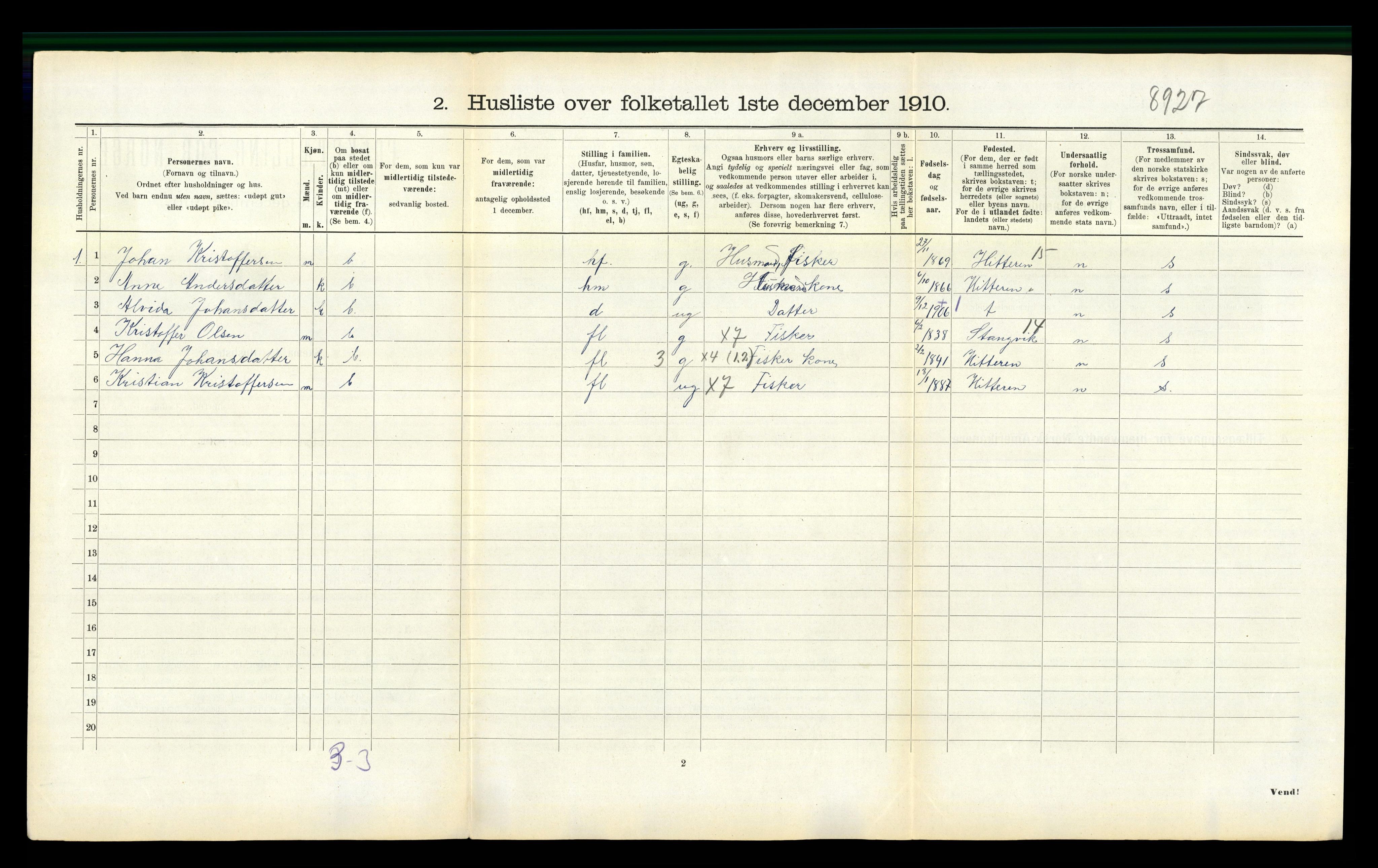 RA, 1910 census for Nord-Frøya, 1910, p. 1053