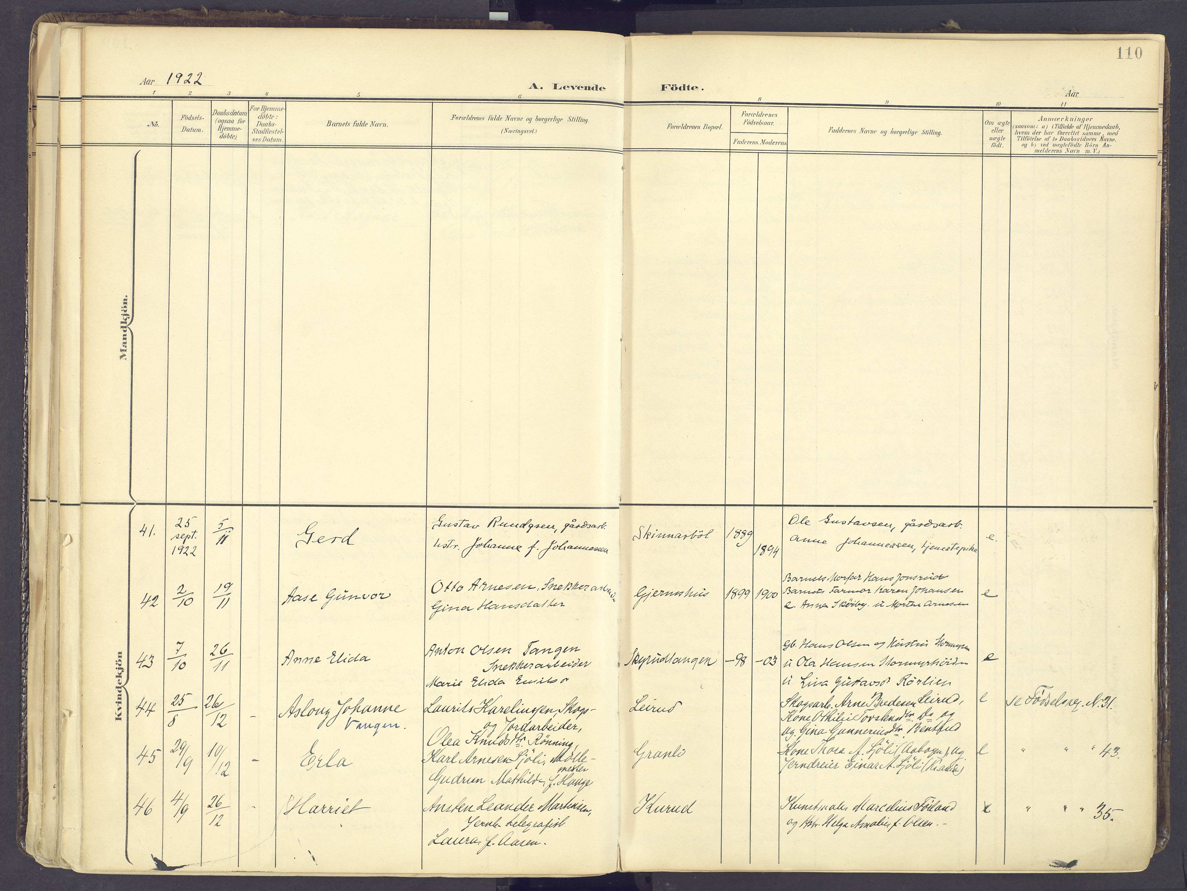 Vinger prestekontor, SAH/PREST-024/H/Ha/Haa/L0017: Parish register (official) no. 17, 1901-1927, p. 110