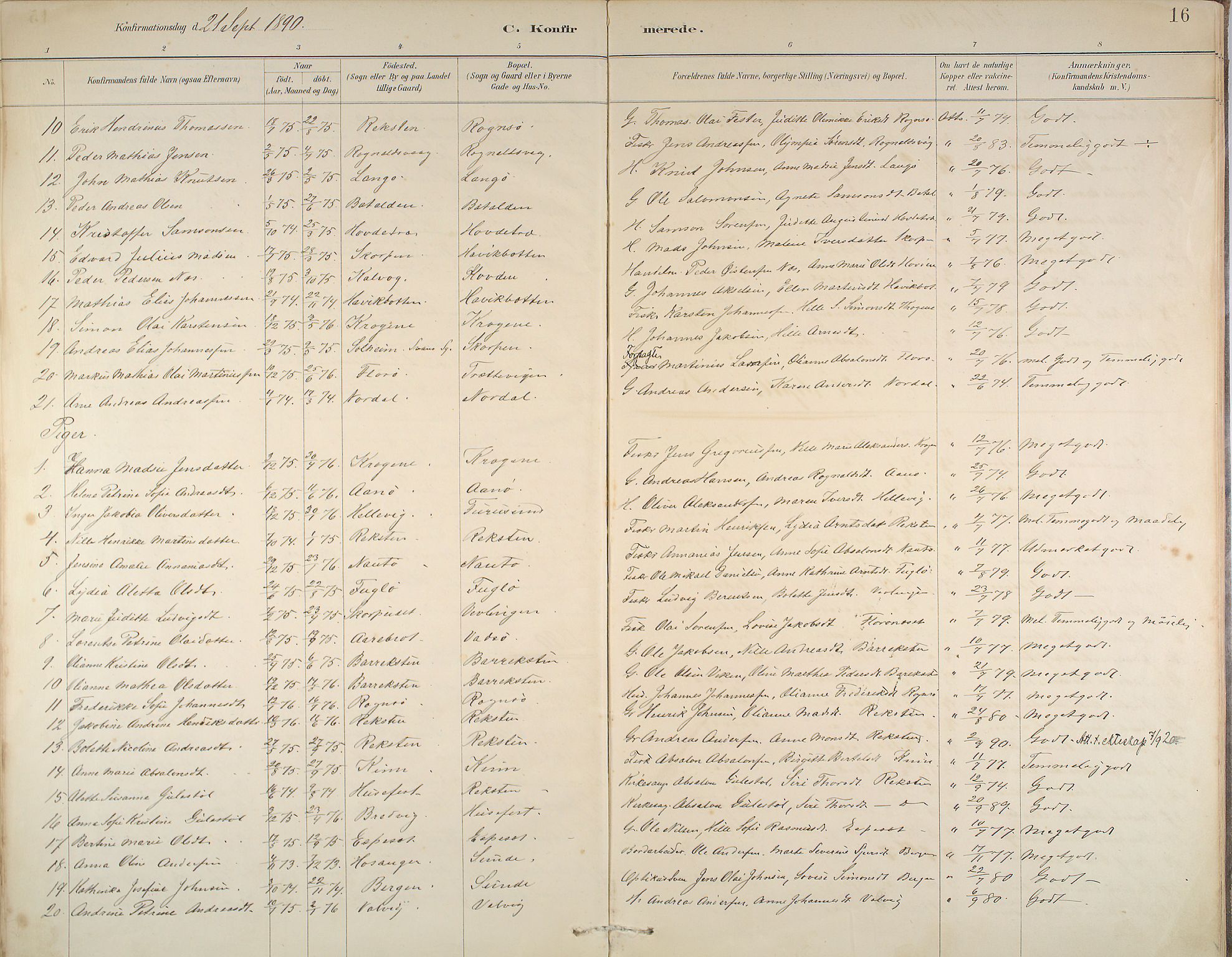 Kinn sokneprestembete, SAB/A-80801/H/Haa/Haab/L0006: Parish register (official) no. B 6, 1883-1925, p. 16
