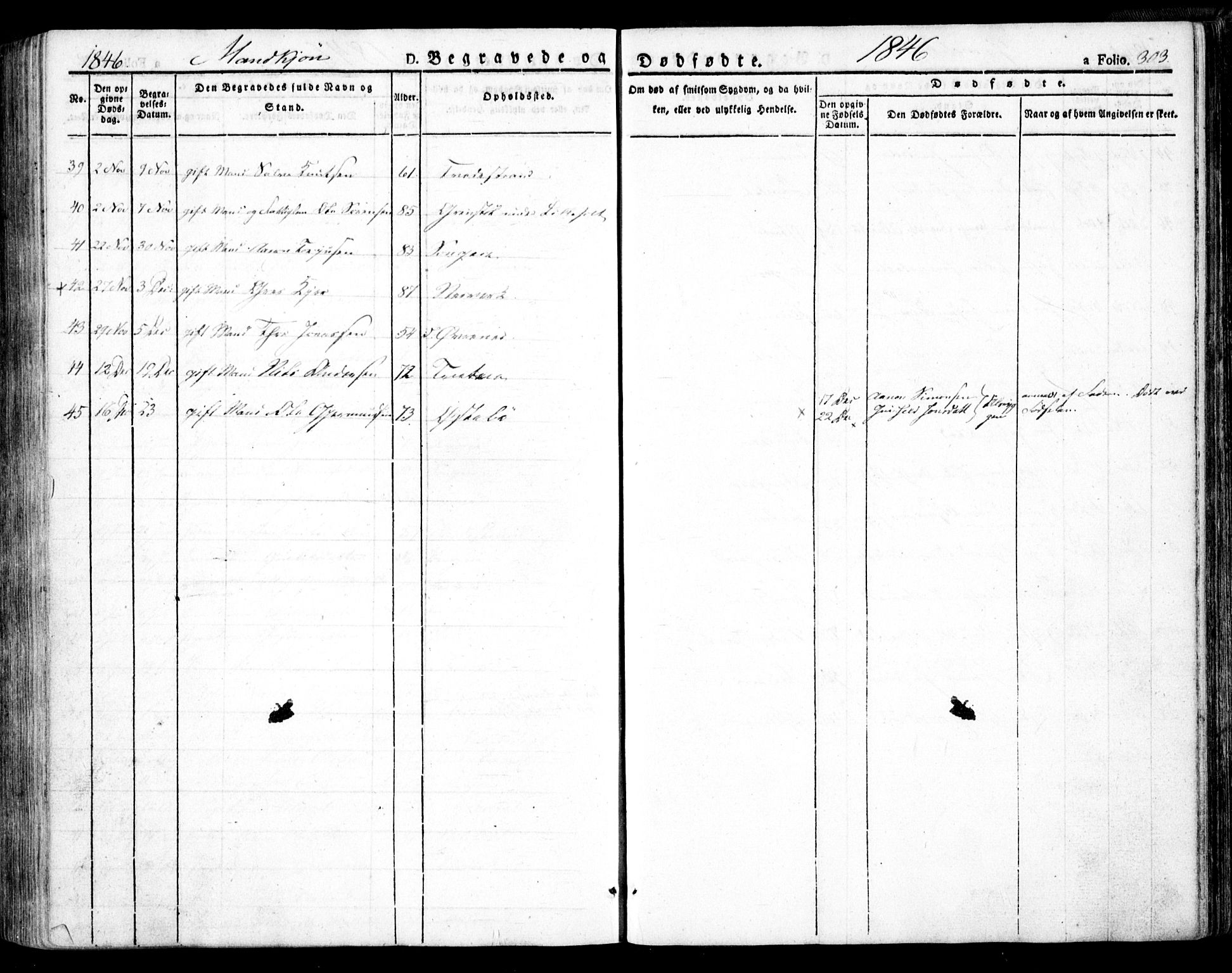 Holt sokneprestkontor, AV/SAK-1111-0021/F/Fa/L0007: Parish register (official) no. A 7, 1836-1848, p. 303