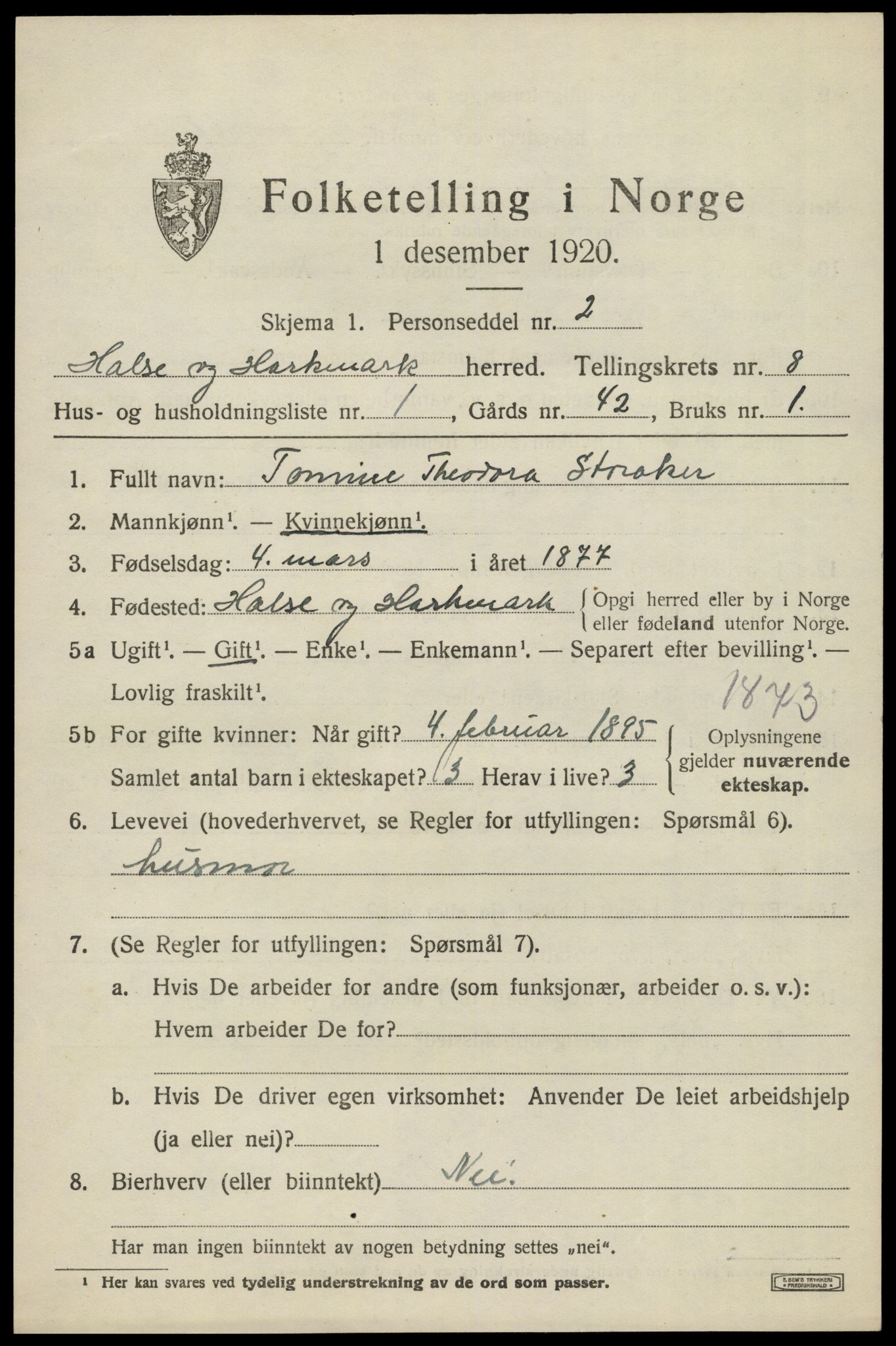 SAK, 1920 census for Halse og Harkmark, 1920, p. 4363