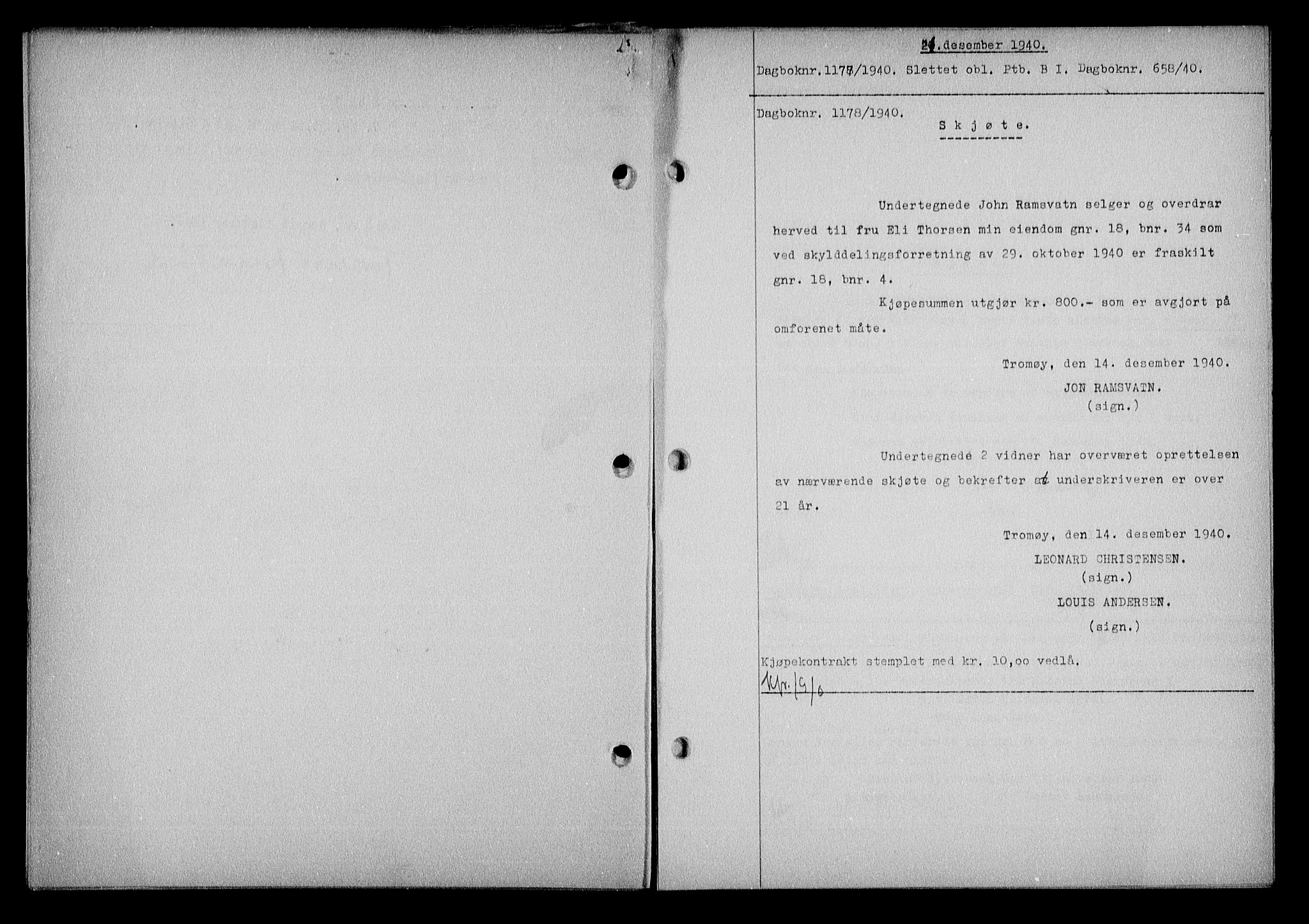 Nedenes sorenskriveri, SAK/1221-0006/G/Gb/Gba/L0048: Mortgage book no. A-II, 1940-1941, Diary no: : 1177/1940