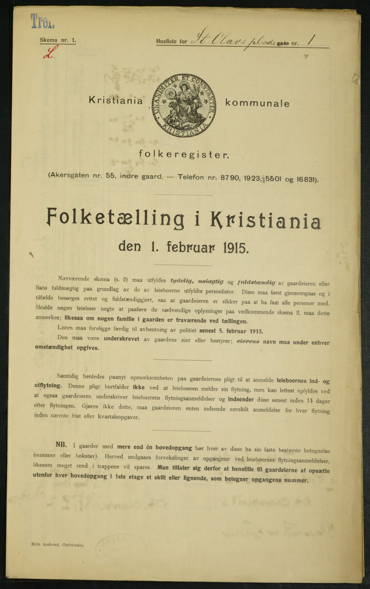 OBA, Municipal Census 1915 for Kristiania, 1915, p. 87989