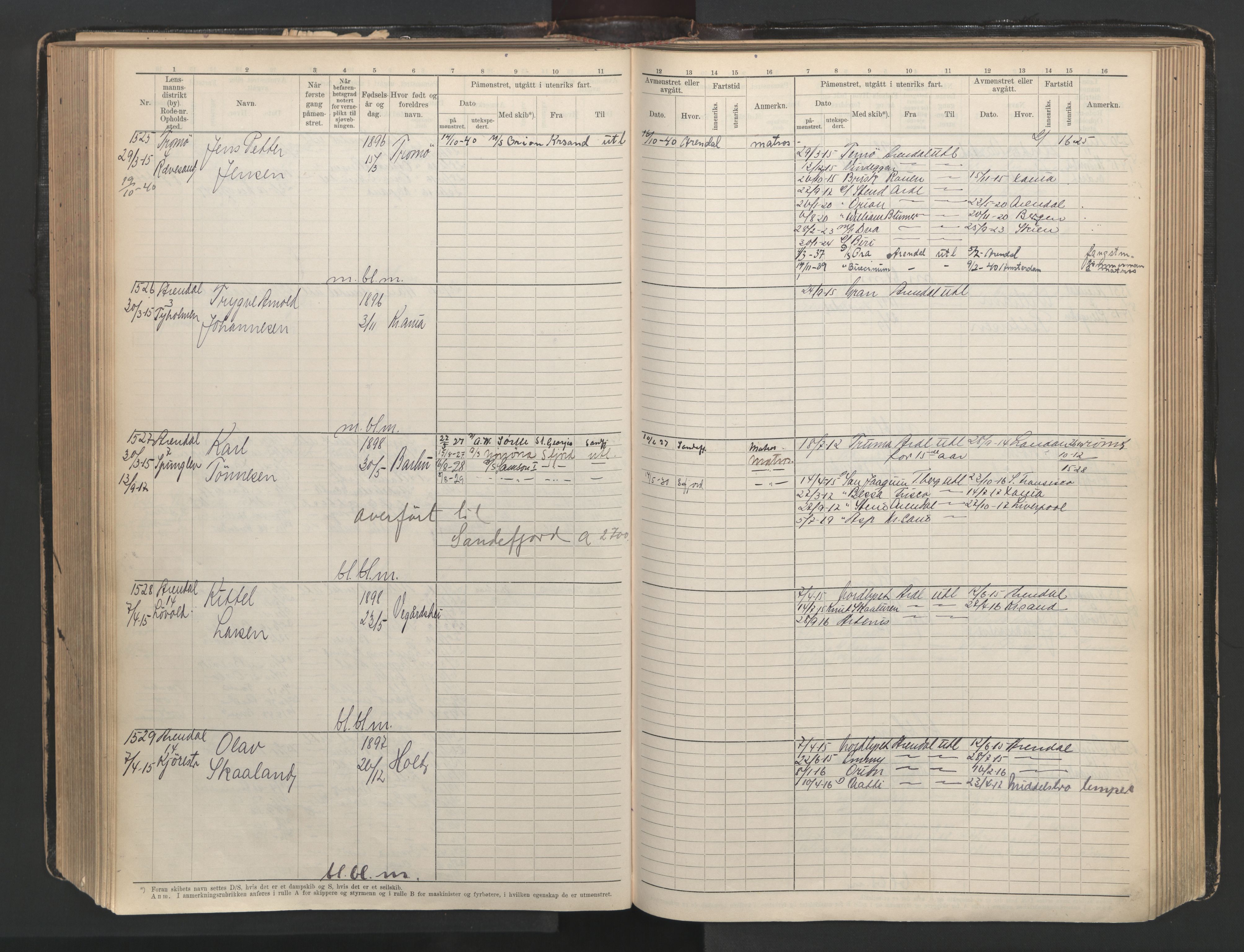 Arendal mønstringskrets, AV/SAK-2031-0012/F/Fb/L0003: Hovedrulle A nr 1-2495, E-4, 1899-1949, p. 316