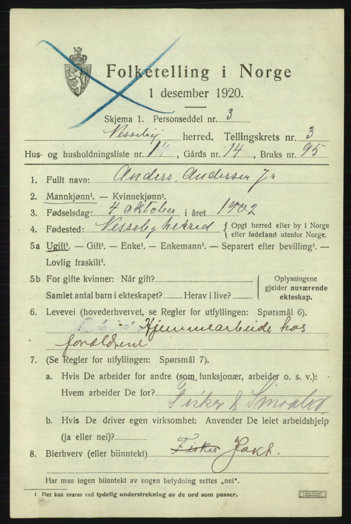 SATØ, 1920 census for Nesseby, 1920, p. 1389