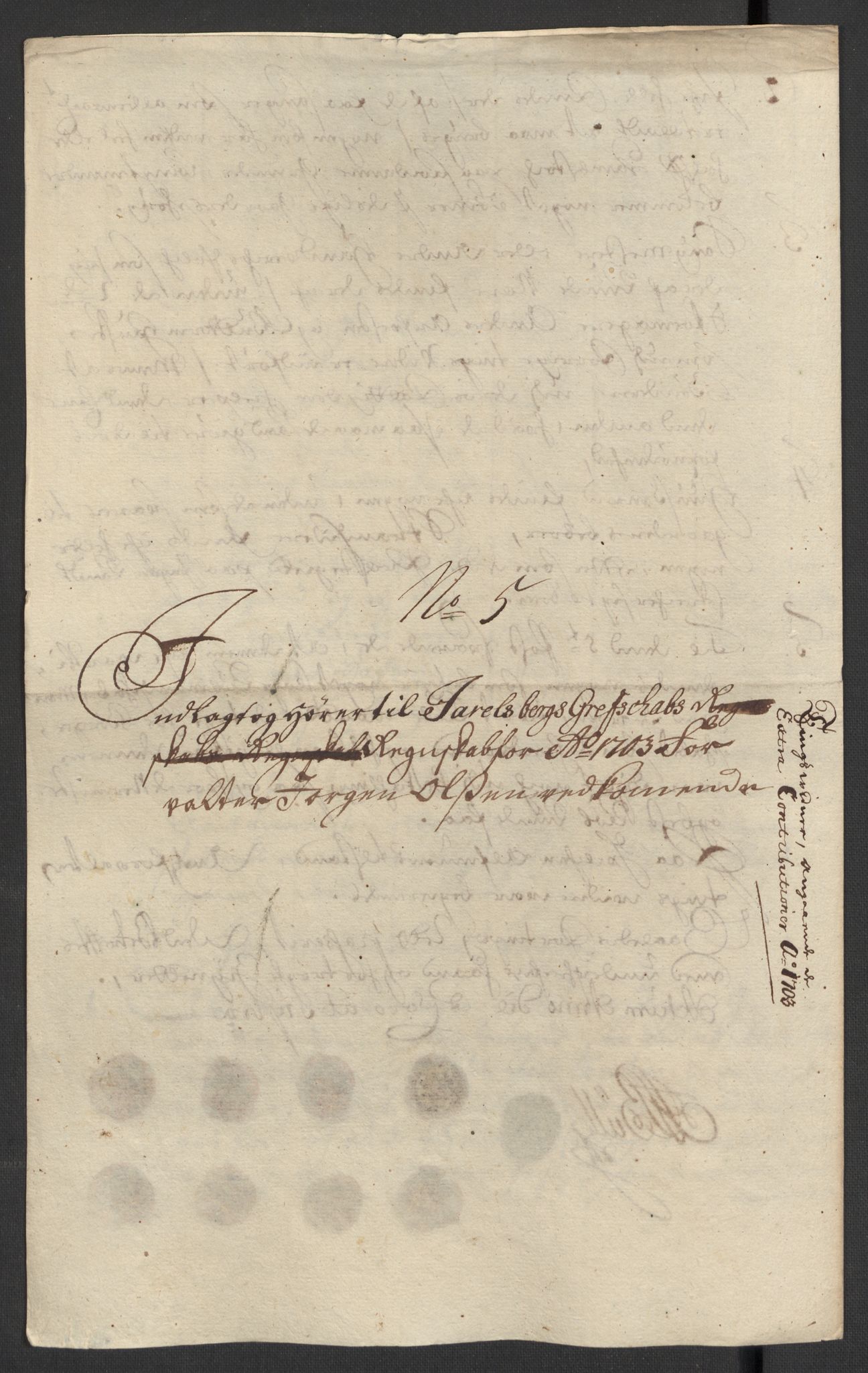 Rentekammeret inntil 1814, Reviderte regnskaper, Fogderegnskap, RA/EA-4092/R32/L1871: Fogderegnskap Jarlsberg grevskap, 1703-1705, p. 25