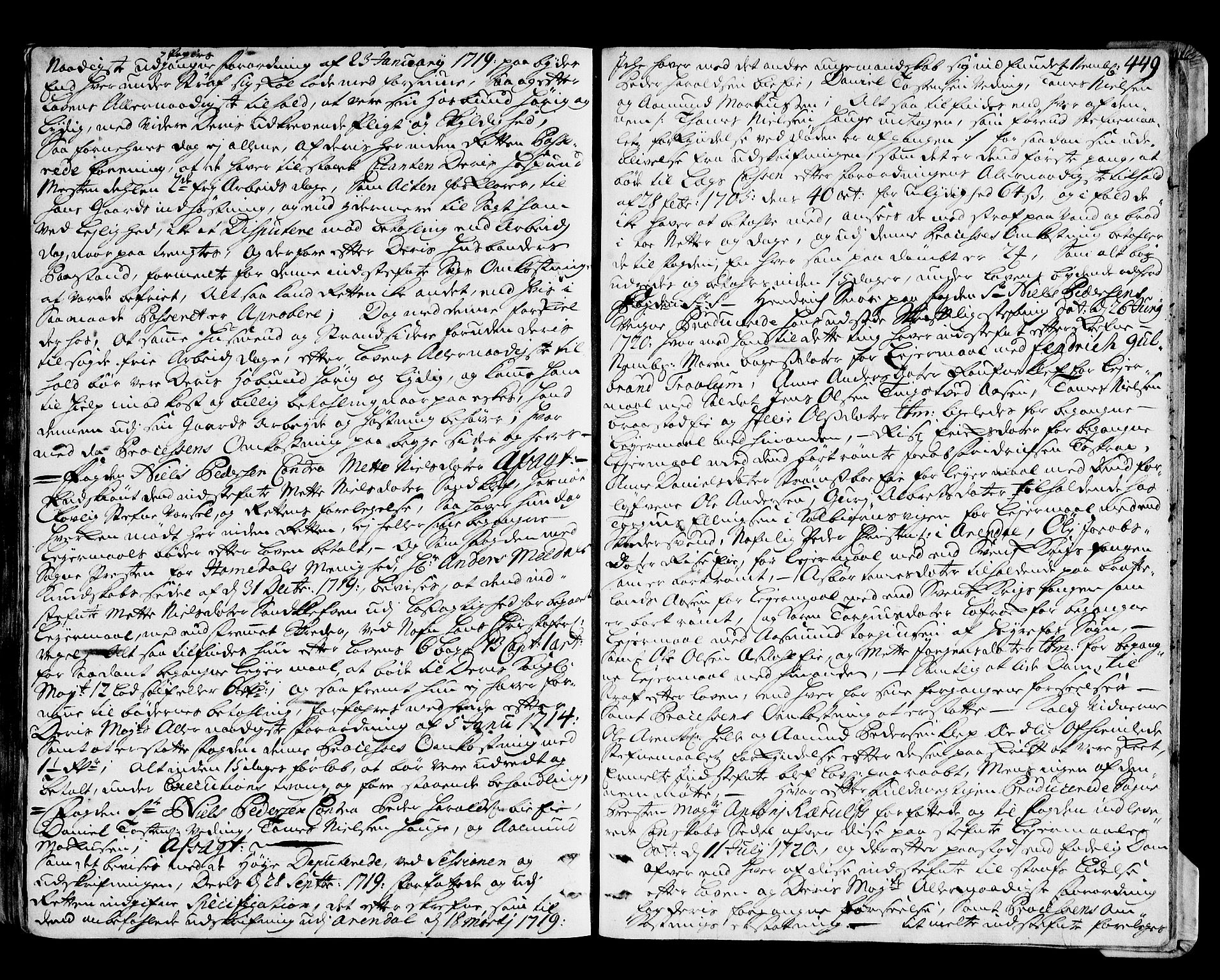 Nedenes sorenskriveri før 1824, SAK/1221-0007/F/Fa/L0018: Tingbok med register nr 13, 1717-1720, p. 448b-449a