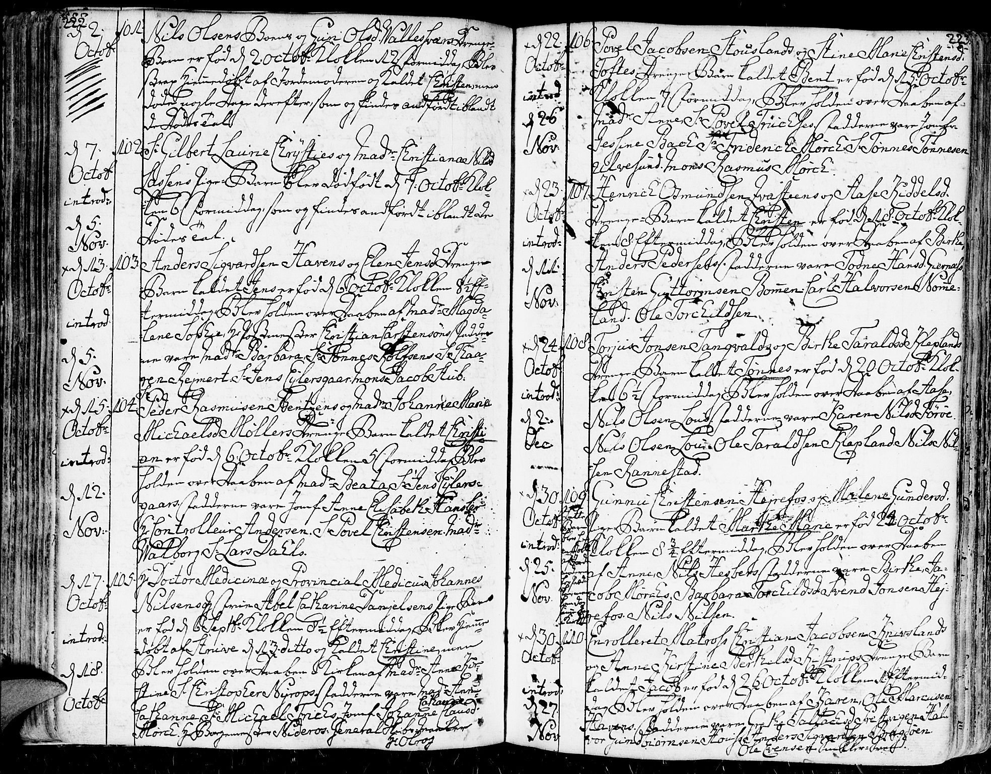 Kristiansand domprosti, AV/SAK-1112-0006/F/Fa/L0003: Parish register (official) no. A 3, 1778-1818, p. 222-223