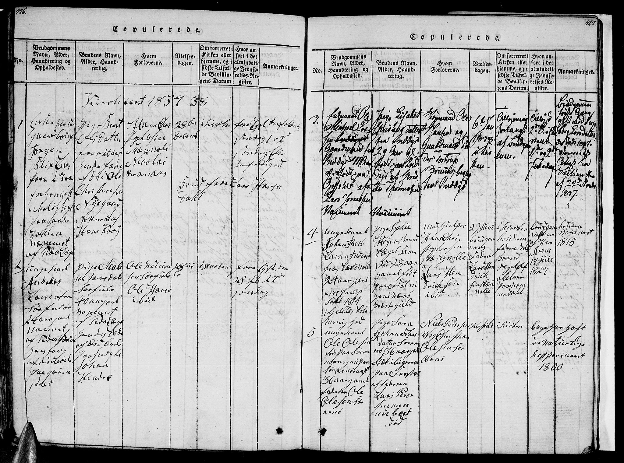 Ministerialprotokoller, klokkerbøker og fødselsregistre - Nordland, AV/SAT-A-1459/805/L0105: Parish register (copy) no. 805C01, 1820-1839, p. 426-427