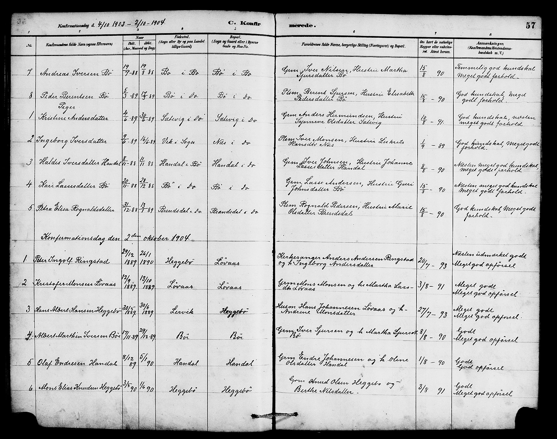 Hyllestad sokneprestembete, SAB/A-80401: Parish register (copy) no. B 2, 1889-1915, p. 57