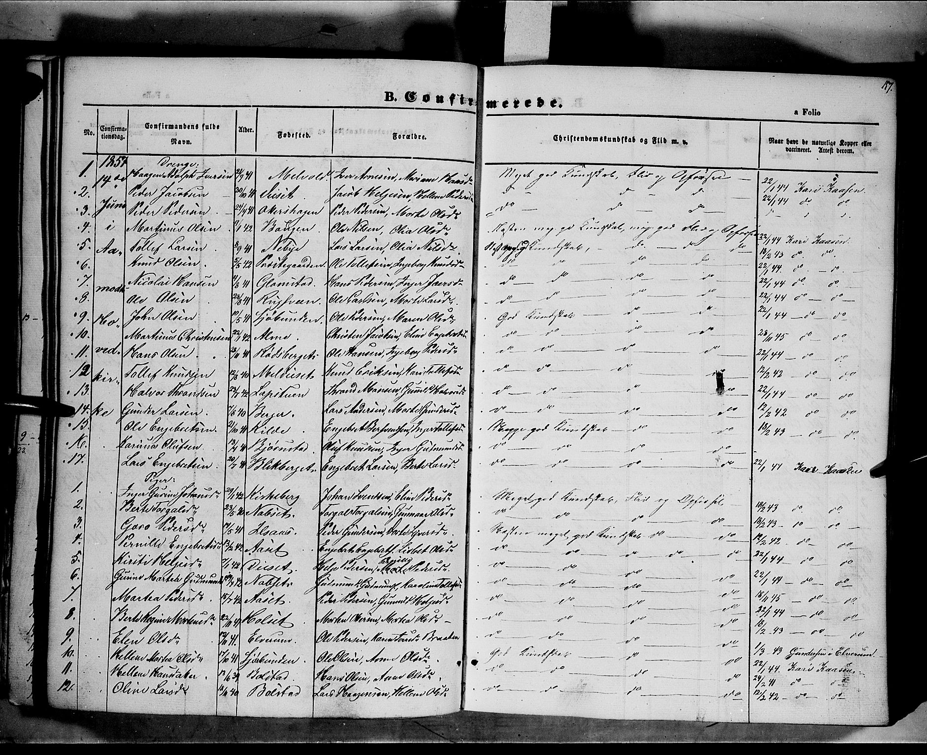 Åmot prestekontor, Hedmark, SAH/PREST-056/H/Ha/Haa/L0006: Parish register (official) no. 6, 1842-1861, p. 157