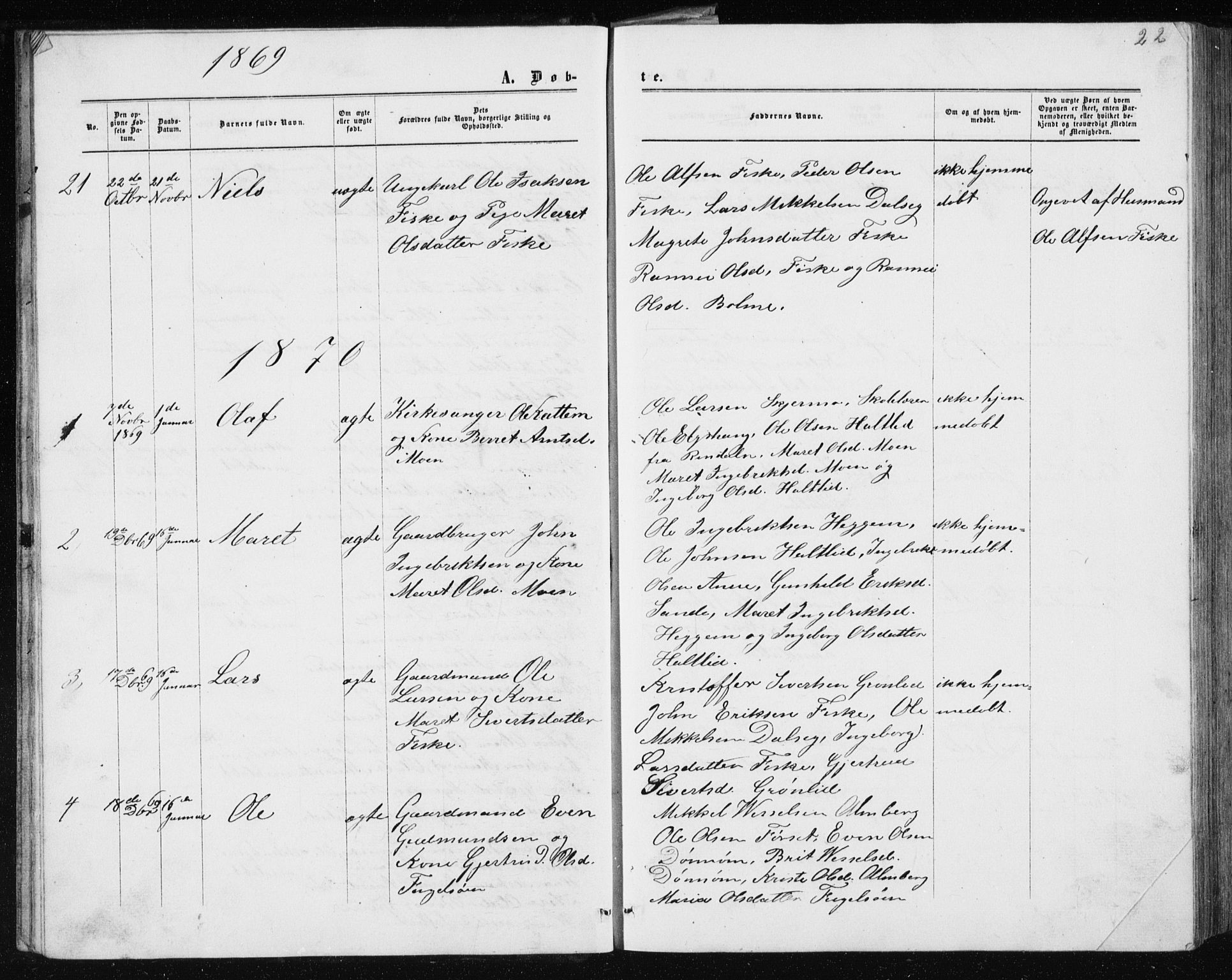 Ministerialprotokoller, klokkerbøker og fødselsregistre - Møre og Romsdal, AV/SAT-A-1454/597/L1064: Parish register (copy) no. 597C01, 1866-1898, p. 22