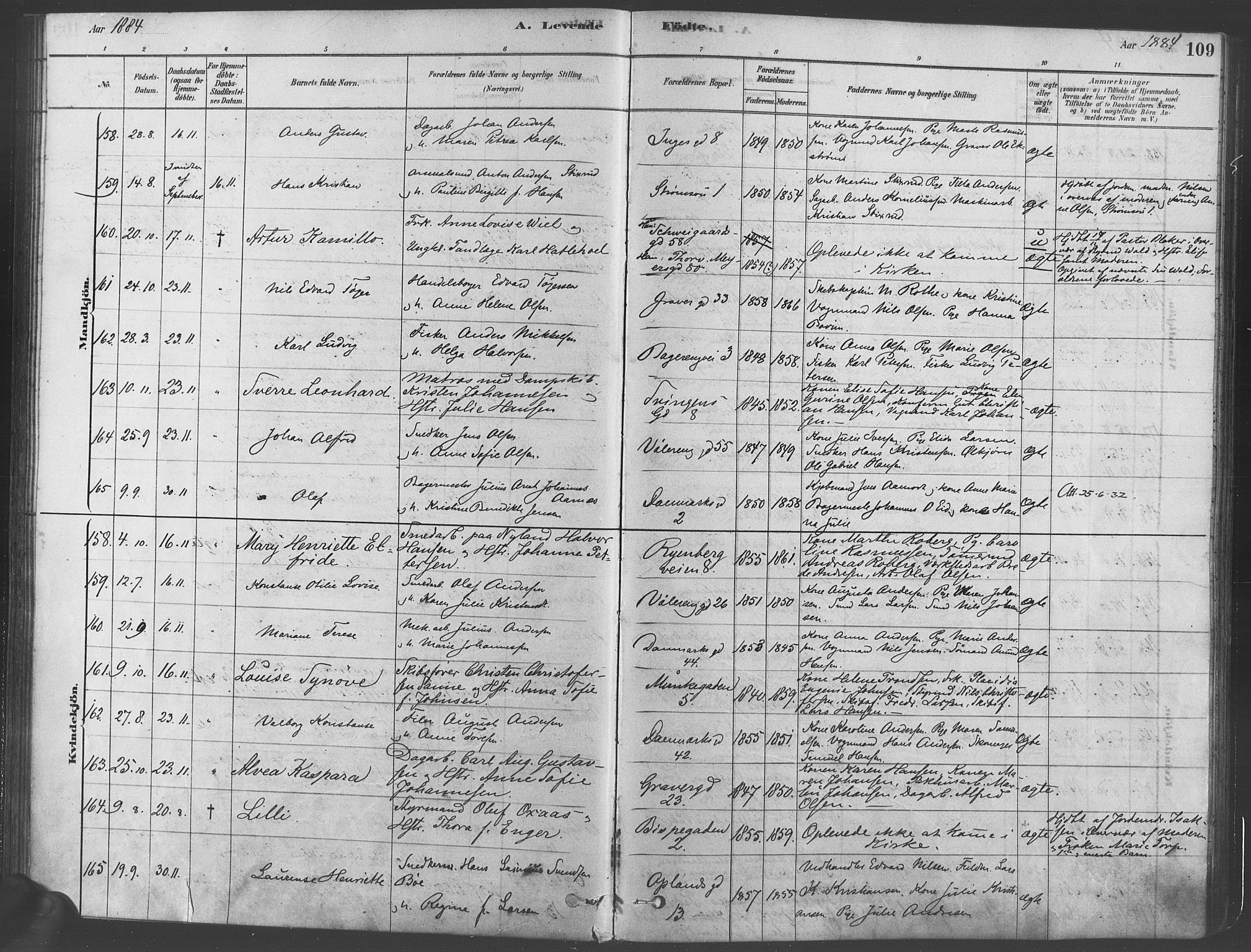 Gamlebyen prestekontor Kirkebøker, AV/SAO-A-10884/F/Fa/L0005: Parish register (official) no. 5, 1878-1889, p. 109