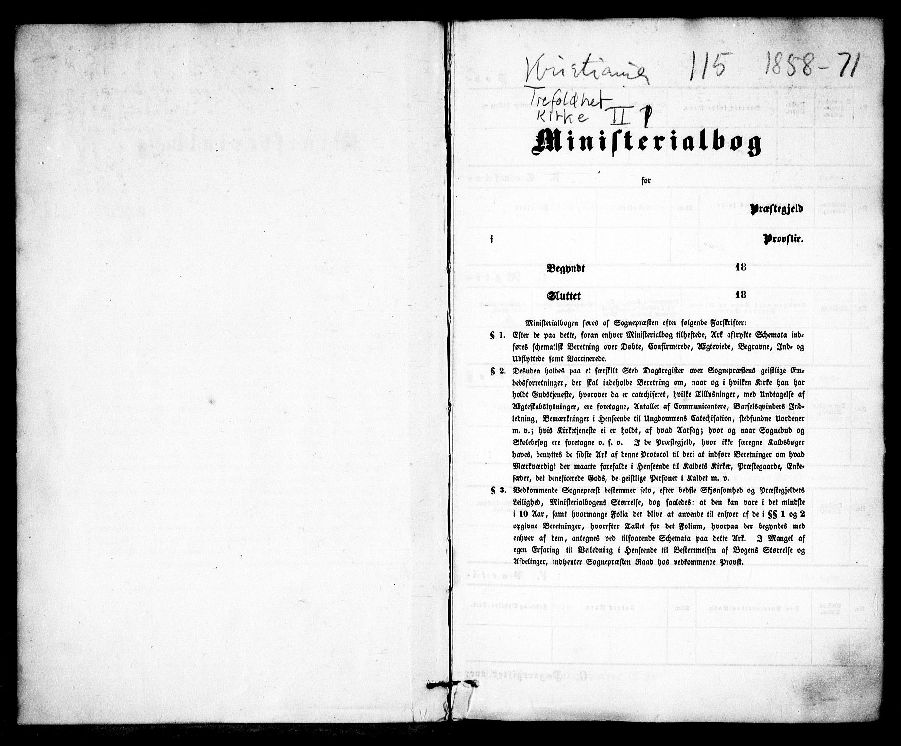 Trefoldighet prestekontor Kirkebøker, AV/SAO-A-10882/F/Fb/L0001: Parish register (official) no. II 1, 1858-1871