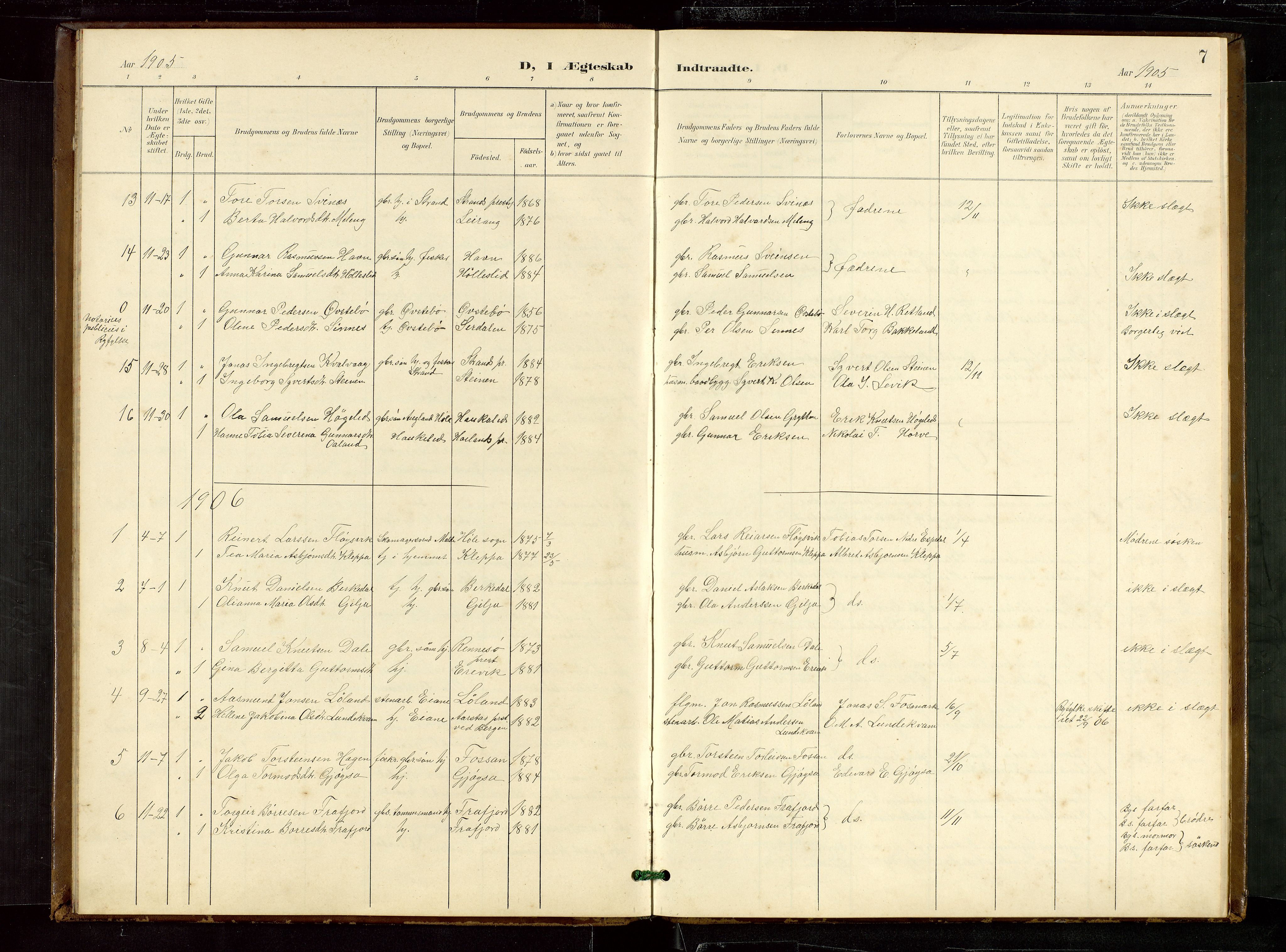 Høgsfjord sokneprestkontor, SAST/A-101624/H/Ha/Hab/L0010: Parish register (copy) no. B 10, 1900-1922, p. 7