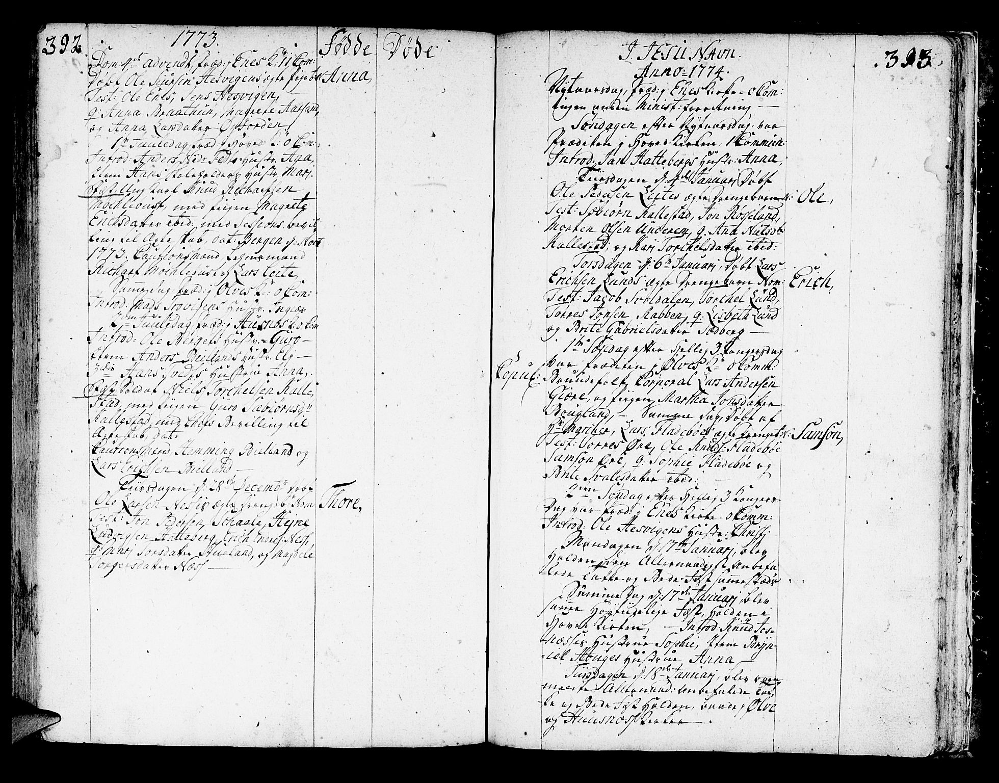 Kvinnherad sokneprestembete, SAB/A-76401/H/Haa: Parish register (official) no. A 3, 1754-1777, p. 392-393
