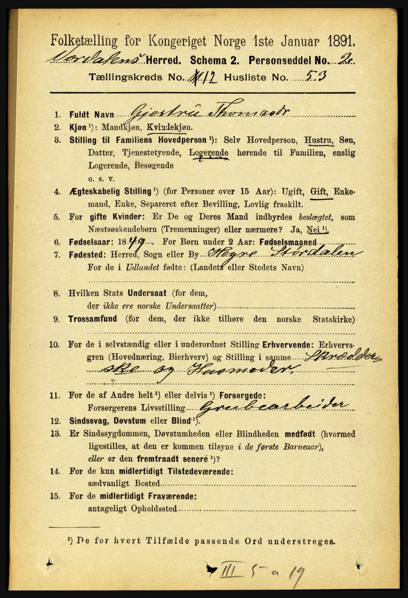 RA, 1891 census for 1721 Verdal, 1891, p. 6805