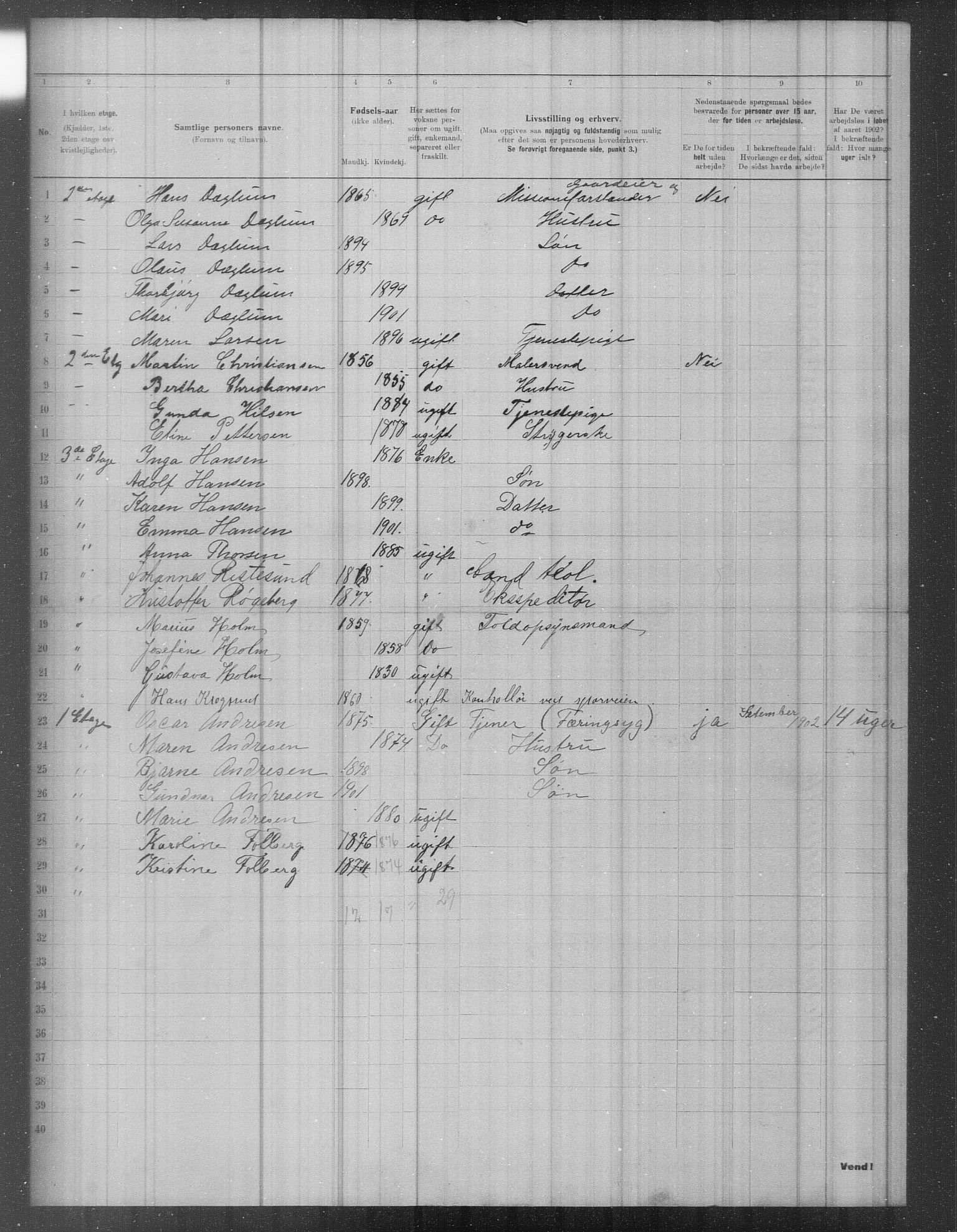 OBA, Municipal Census 1902 for Kristiania, 1902, p. 885