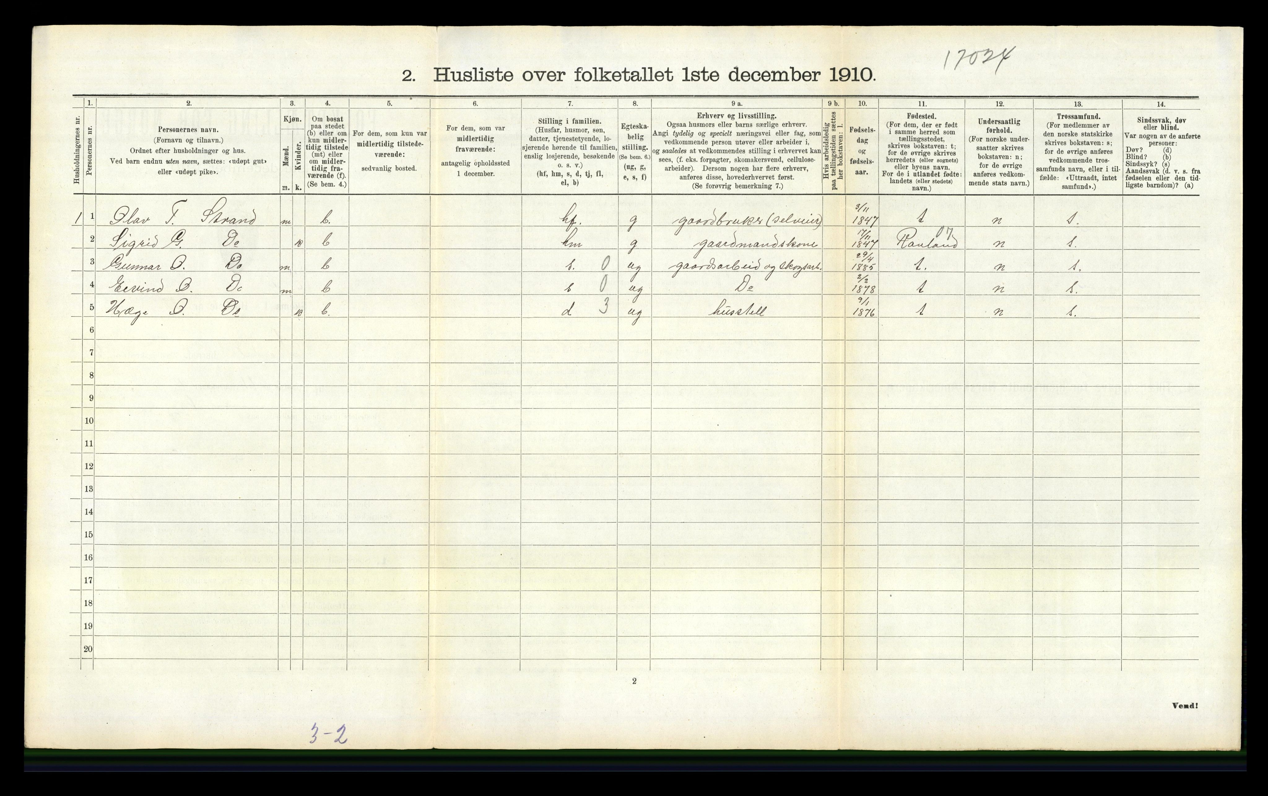 RA, 1910 census for Lårdal, 1910, p. 414