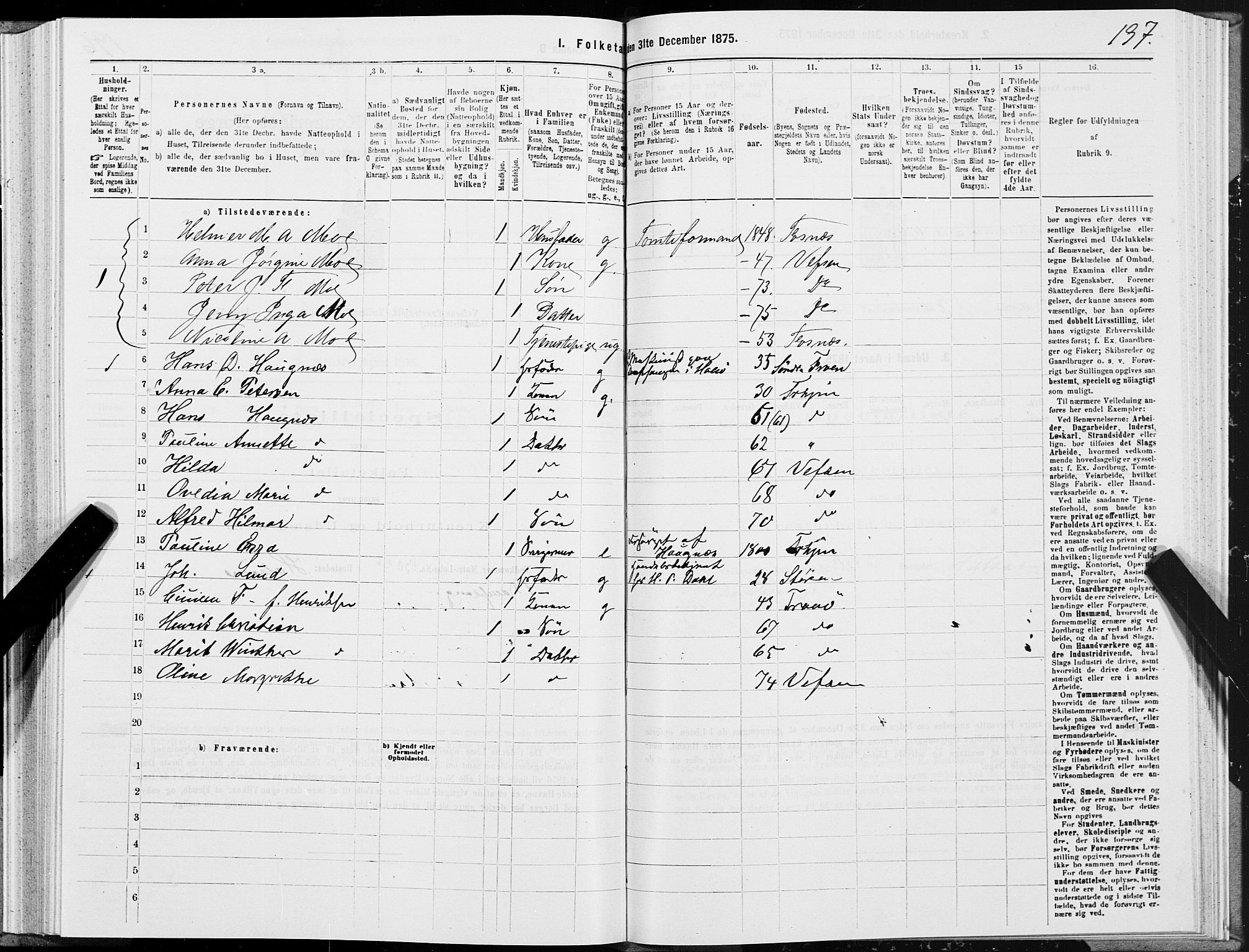 SAT, 1875 census for 1824L Vefsn/Vefsn, 1875, p. 2197