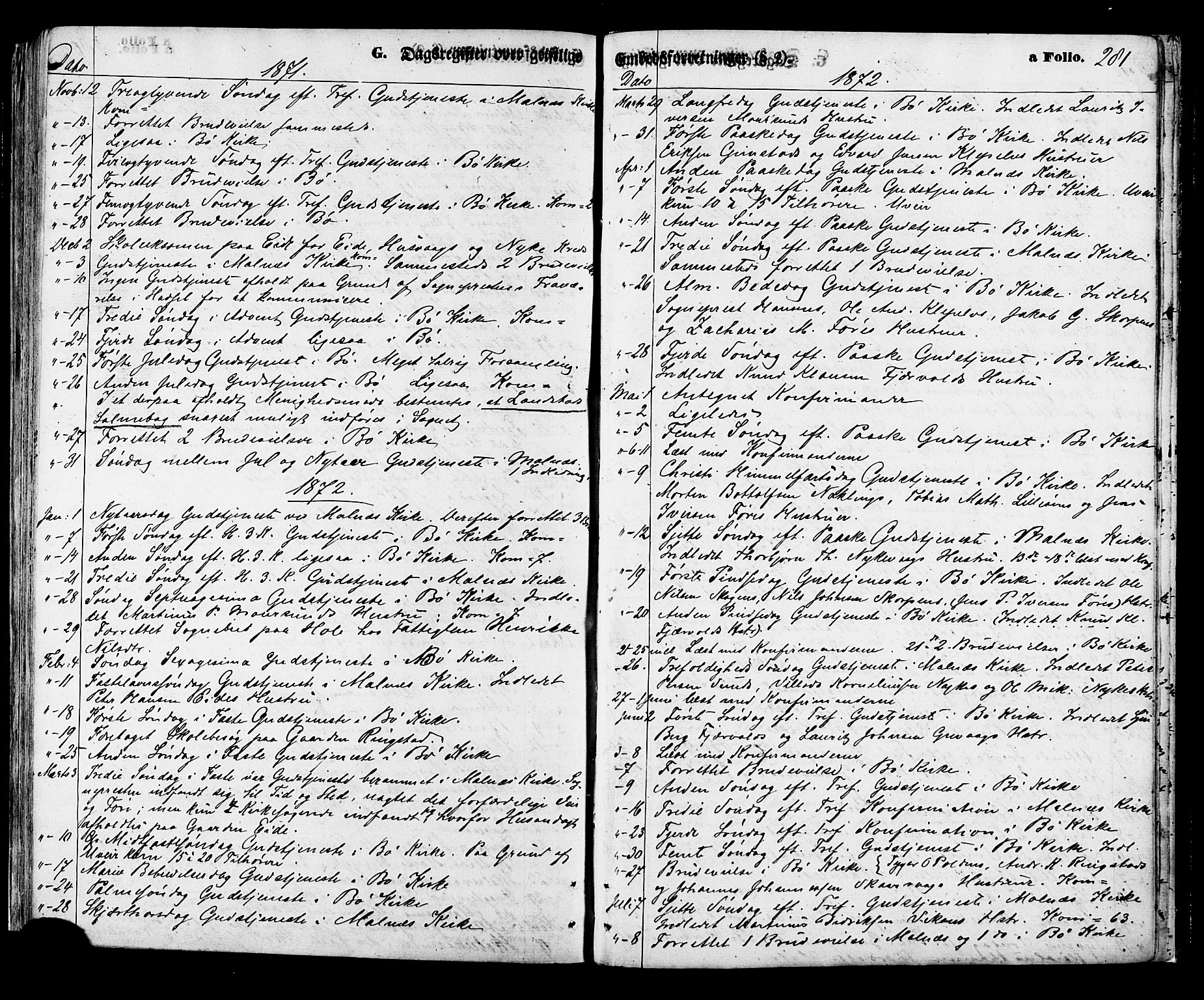 Ministerialprotokoller, klokkerbøker og fødselsregistre - Nordland, SAT/A-1459/891/L1301: Parish register (official) no. 891A06, 1870-1878, p. 281