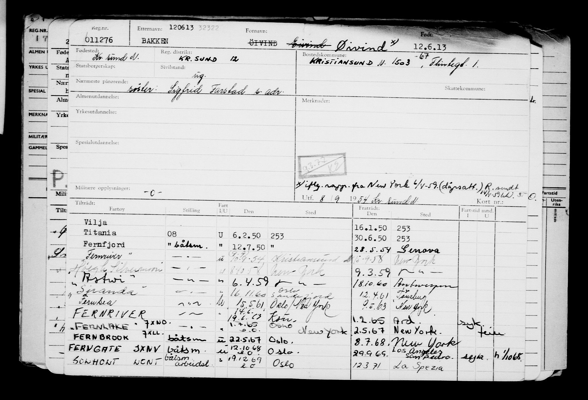 Direktoratet for sjømenn, AV/RA-S-3545/G/Gb/L0113: Hovedkort, 1913, p. 245