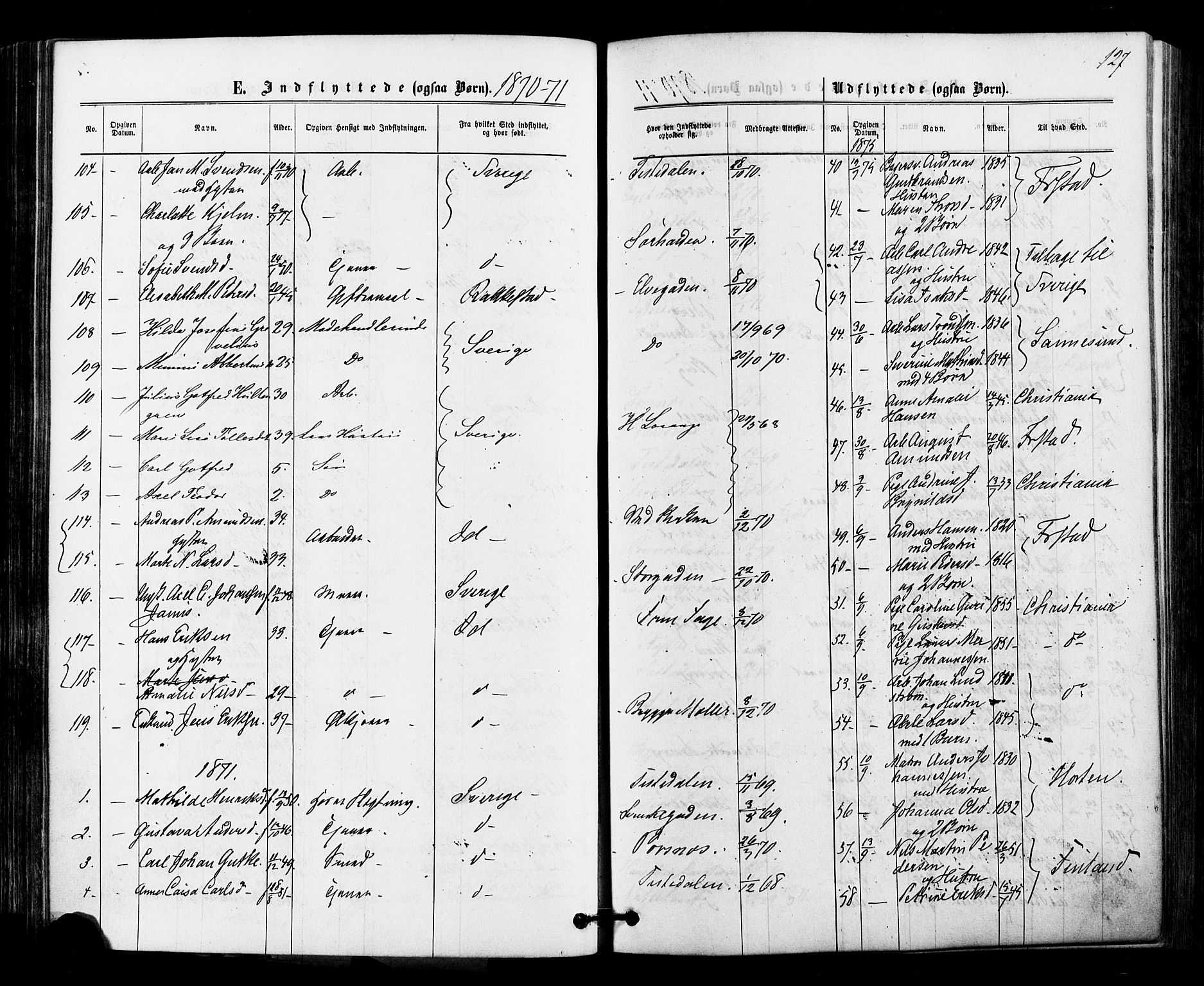 Halden prestekontor Kirkebøker, AV/SAO-A-10909/F/Fa/L0010: Parish register (official) no. I 10, 1866-1877, p. 127