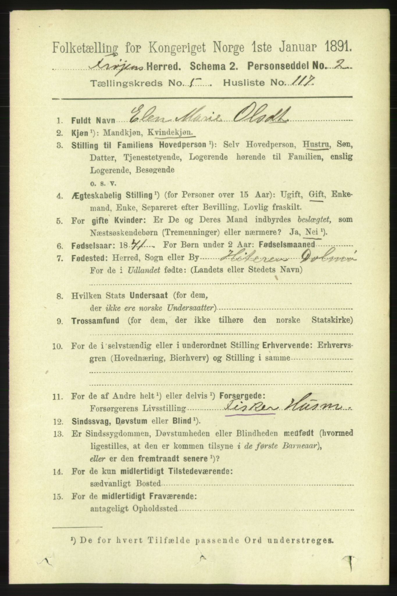 RA, 1891 census for 1619 Frøya, 1891, p. 4058