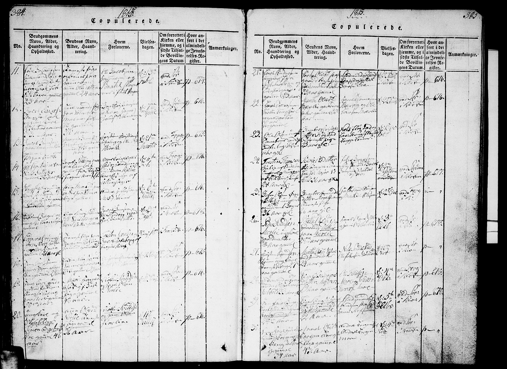 Sørum prestekontor Kirkebøker, AV/SAO-A-10303/G/Ga/L0001: Parish register (copy) no. I 1, 1814-1829, p. 384-385