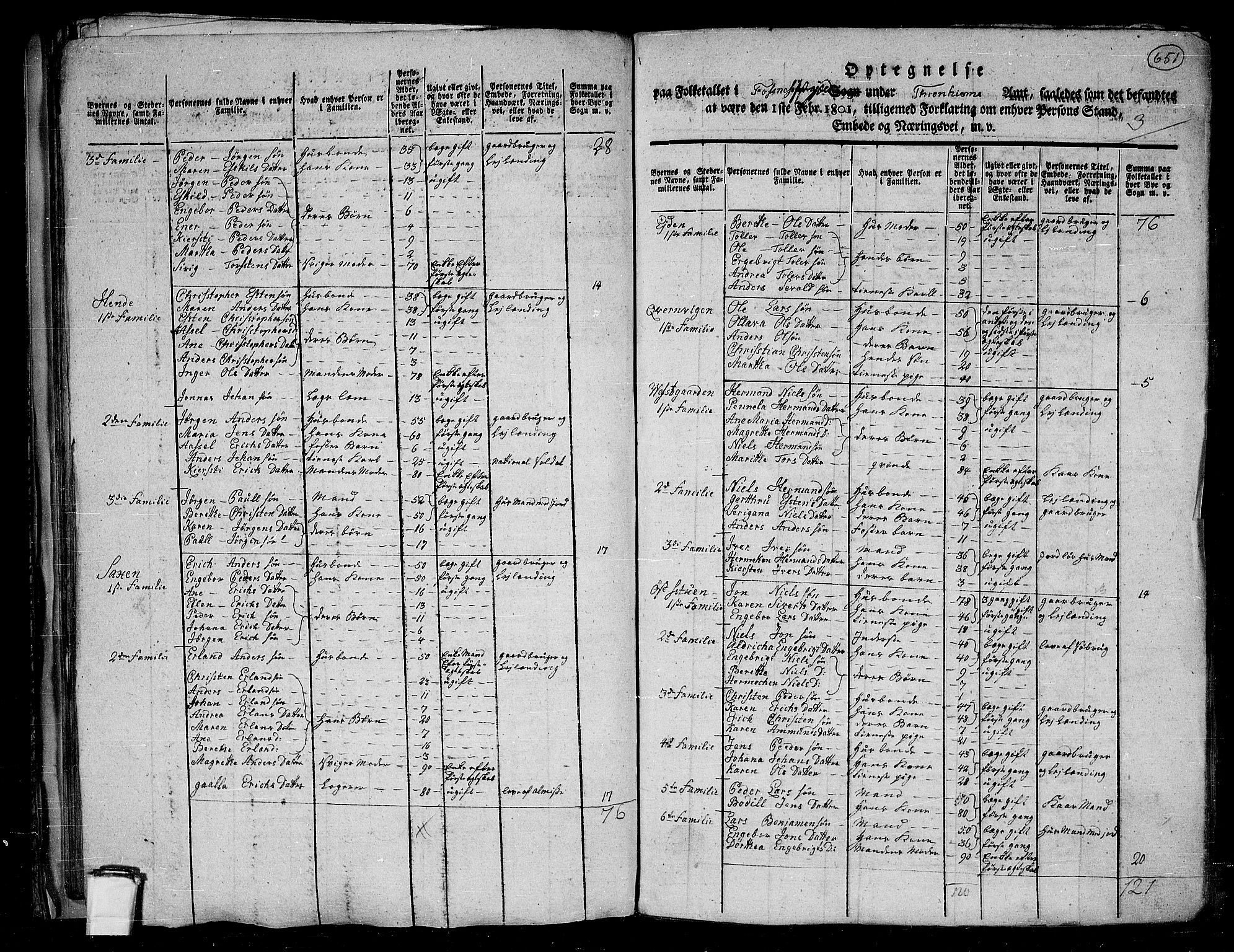 RA, 1801 census for 1748P Fosnes, 1801, p. 650b-651a