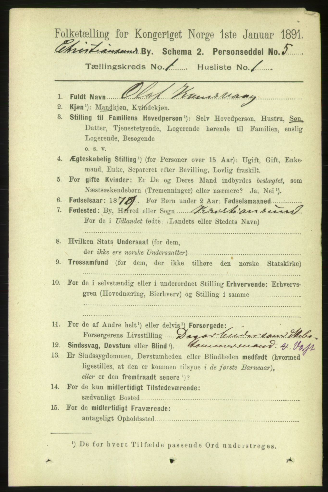 RA, 1891 census for 1503 Kristiansund, 1891, p. 2021