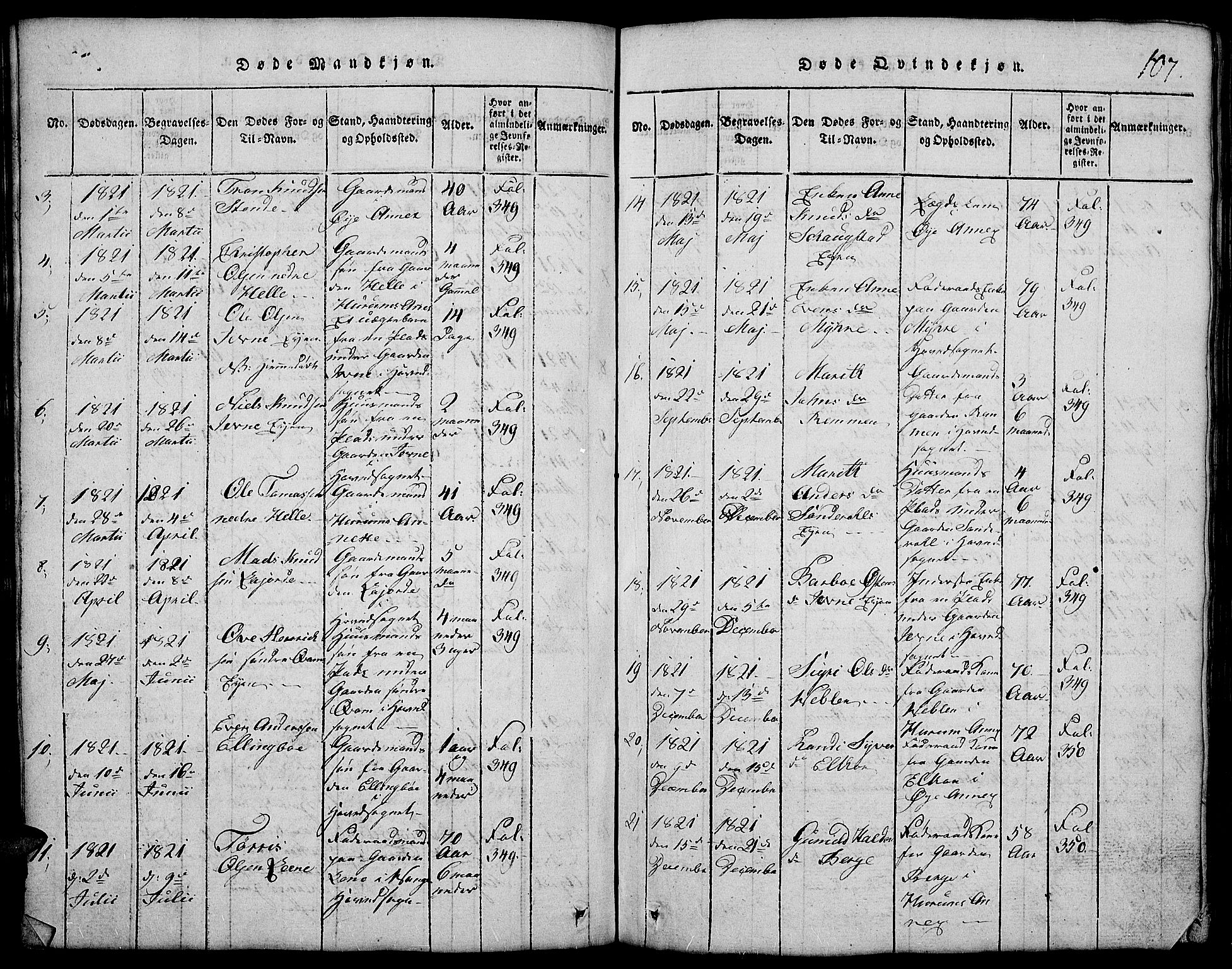Vang prestekontor, Valdres, SAH/PREST-140/H/Hb/L0002: Parish register (copy) no. 2, 1814-1889, p. 107